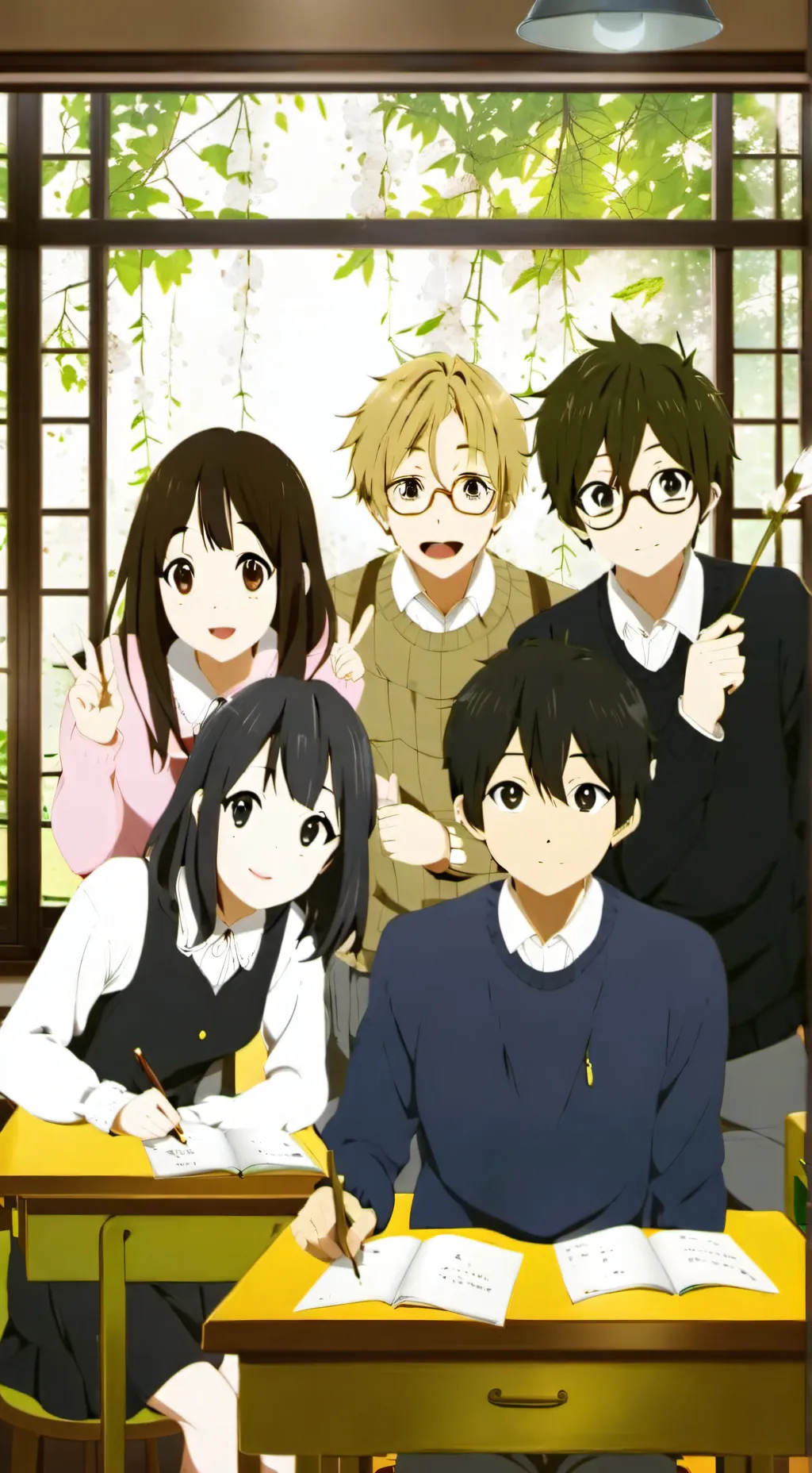 ai character: group of friends  background