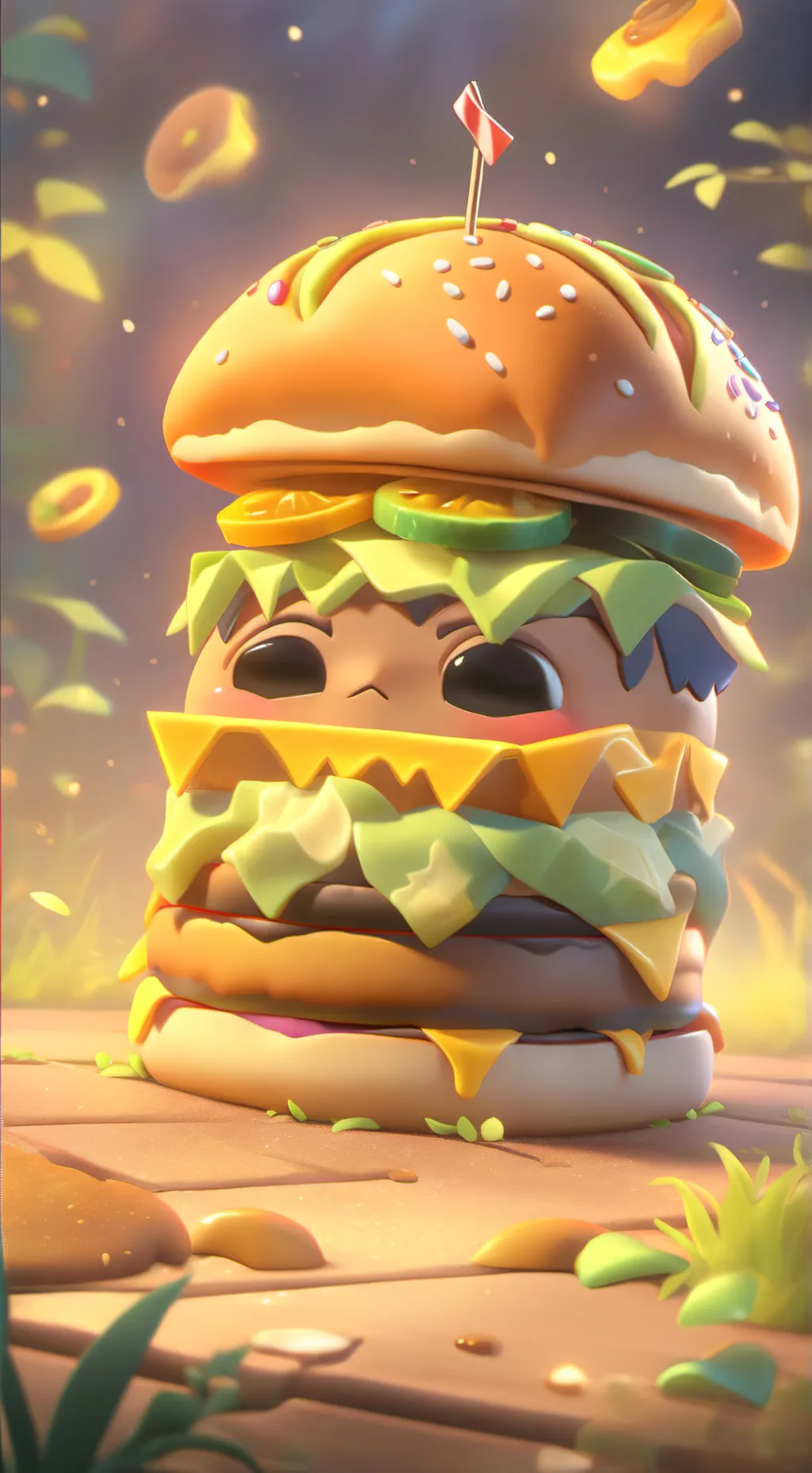 ai character: Sad burger background