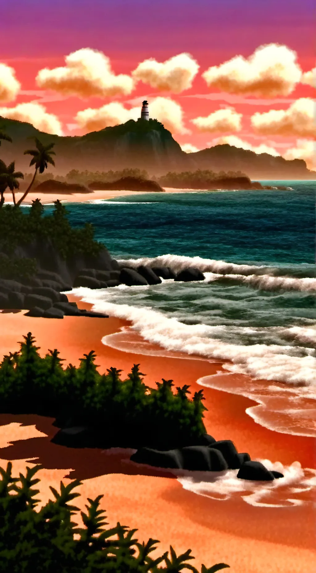ai character: The Beach background