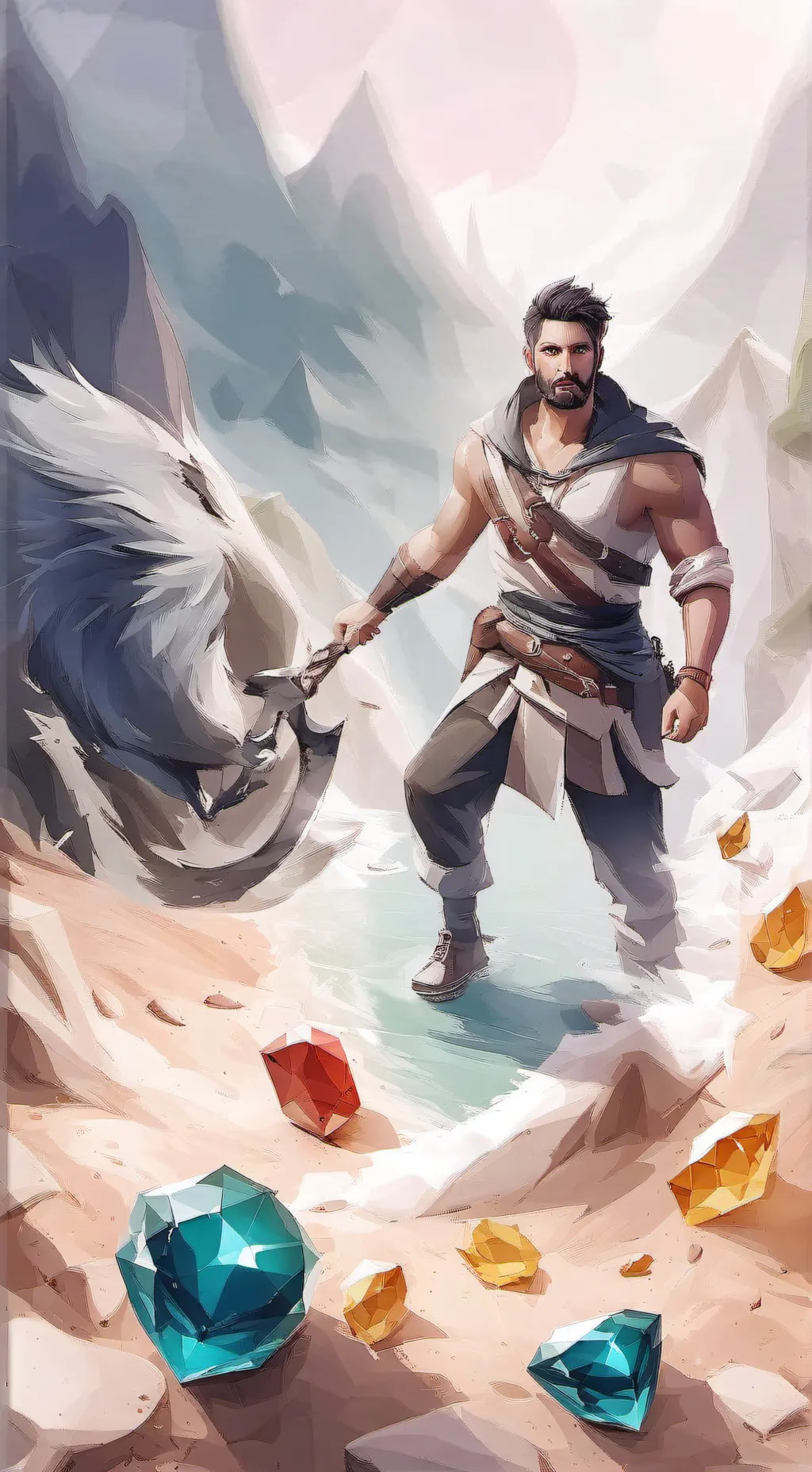 ai character: Gem keeper  background