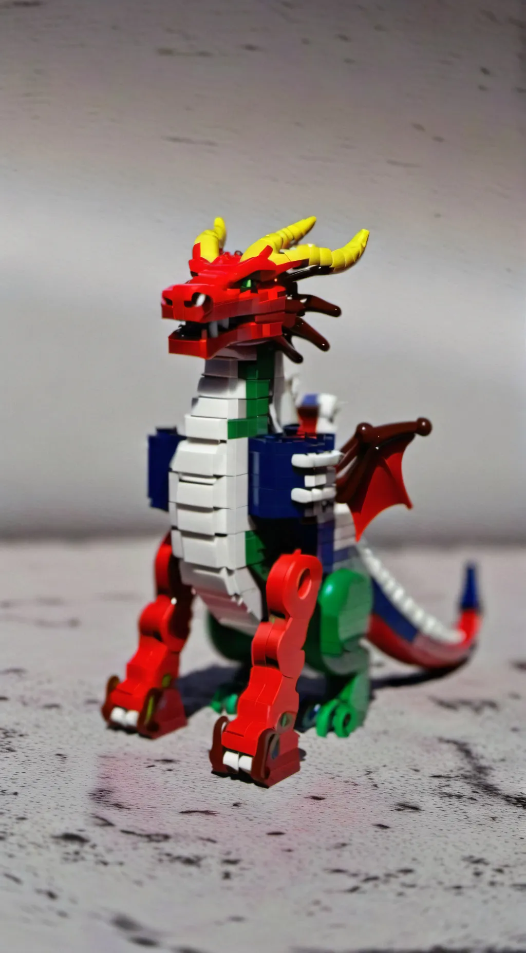 ai character: a Lego dragon background