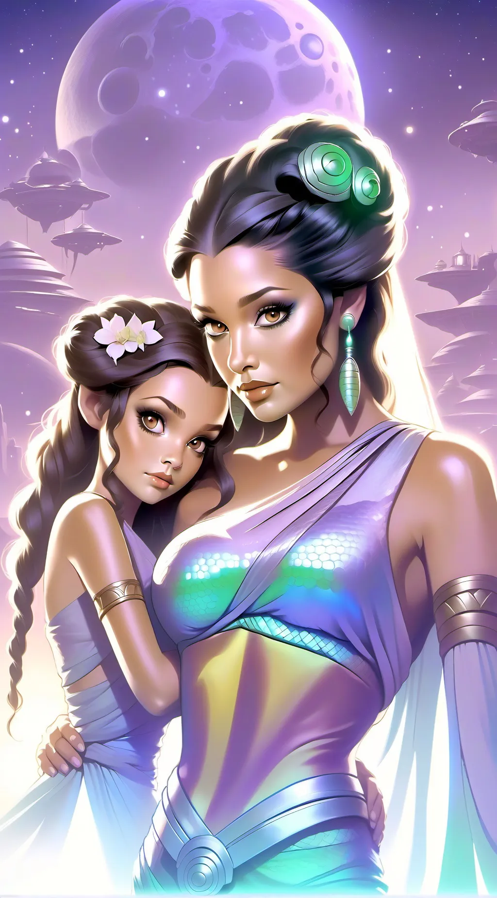 ai character: slave Leia  background
