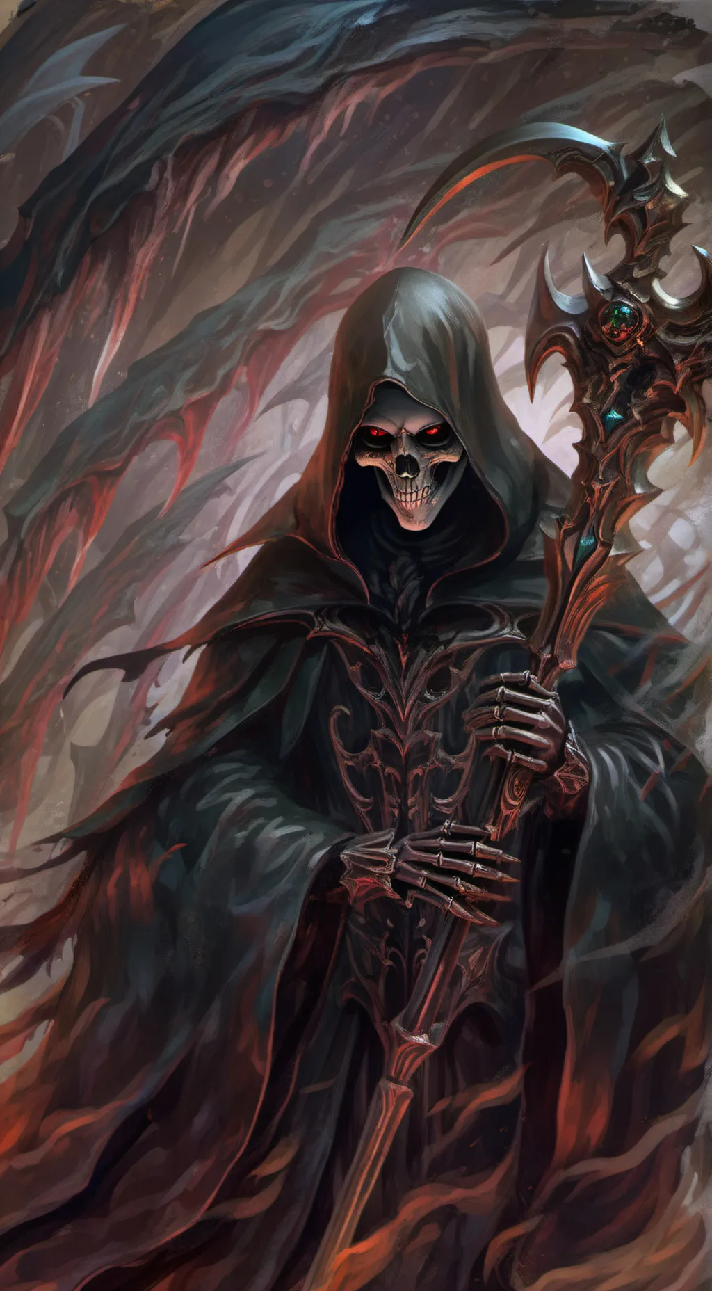 ai character: Grim Reaper  background
