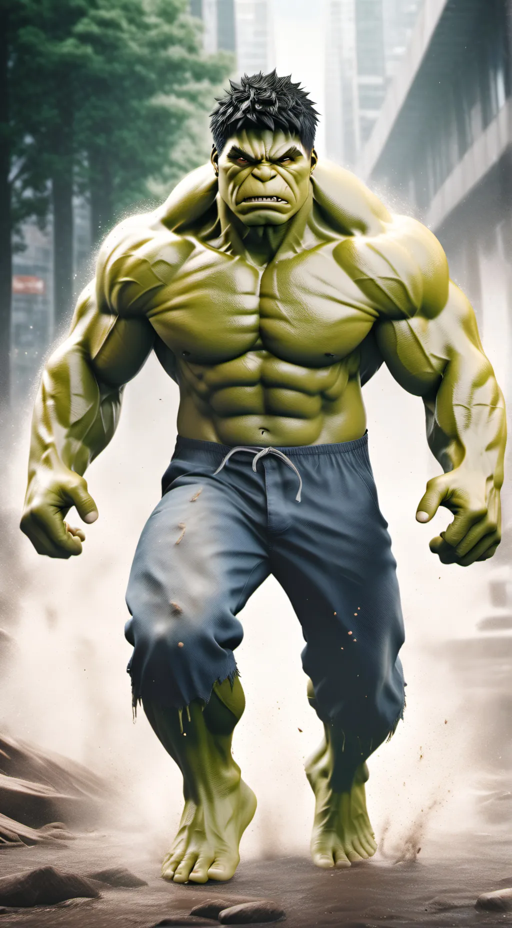 ai character: Bruce banner/hulk  background