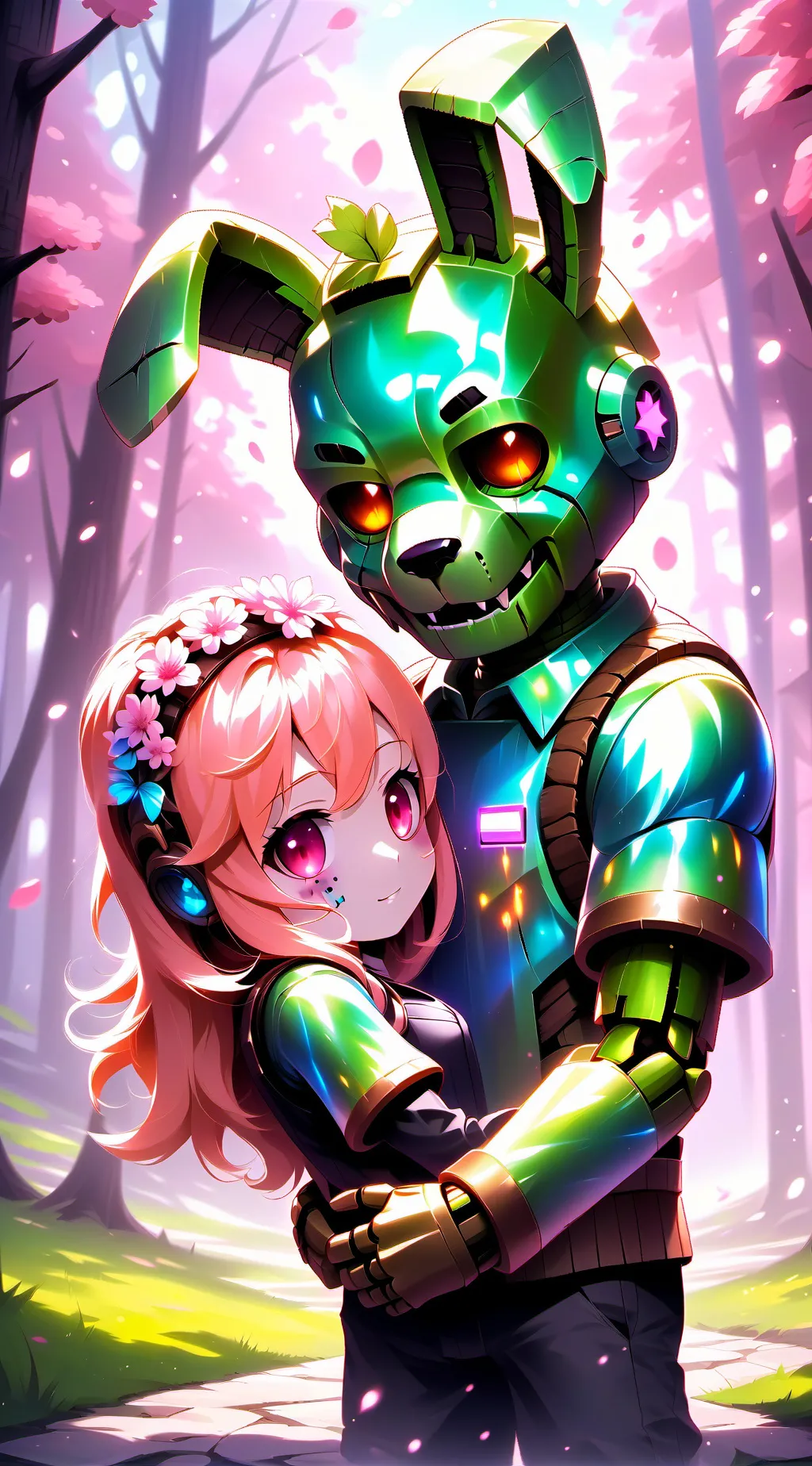 ai character: cb and Springtrap  background
