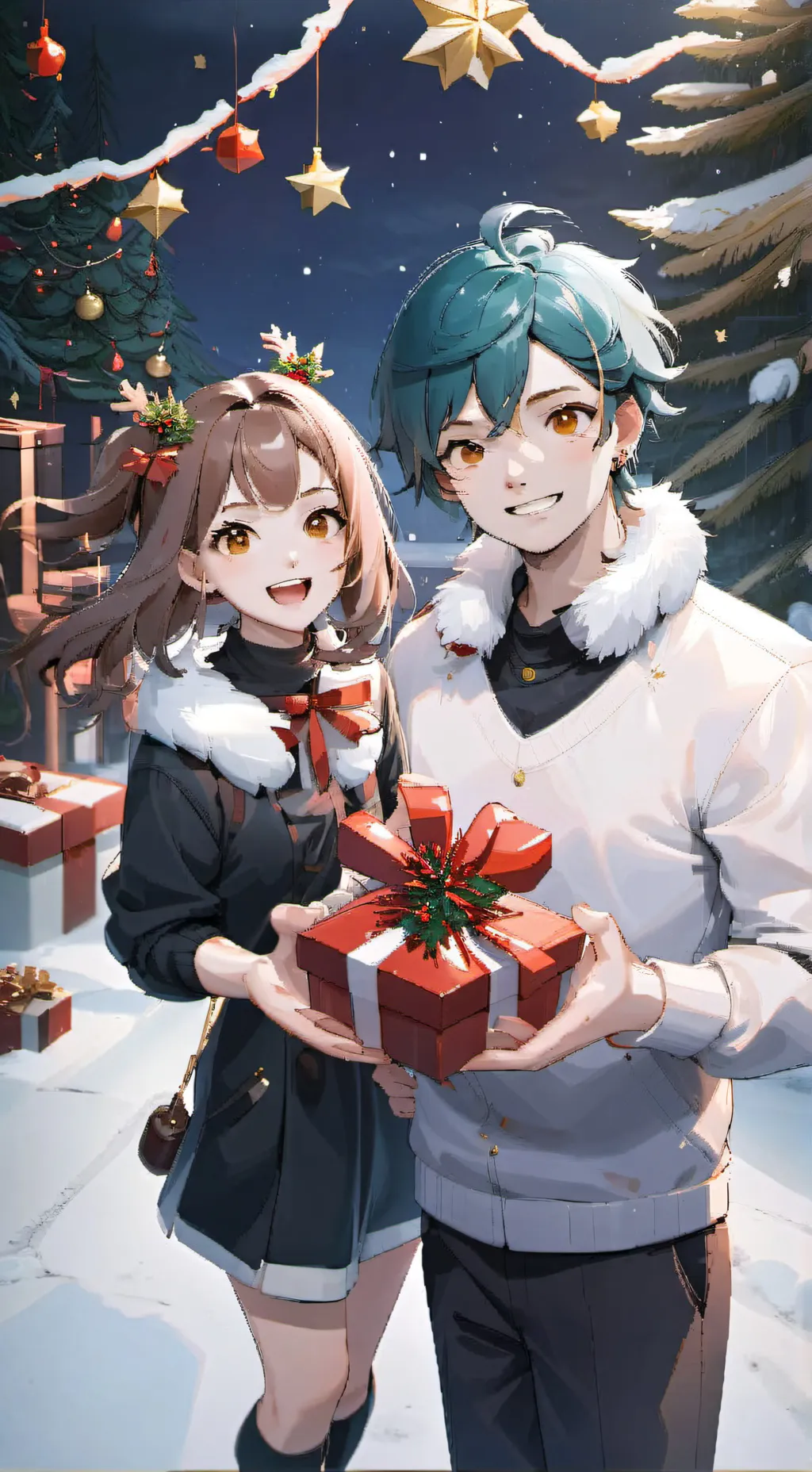 ai character: MHA Christmas background