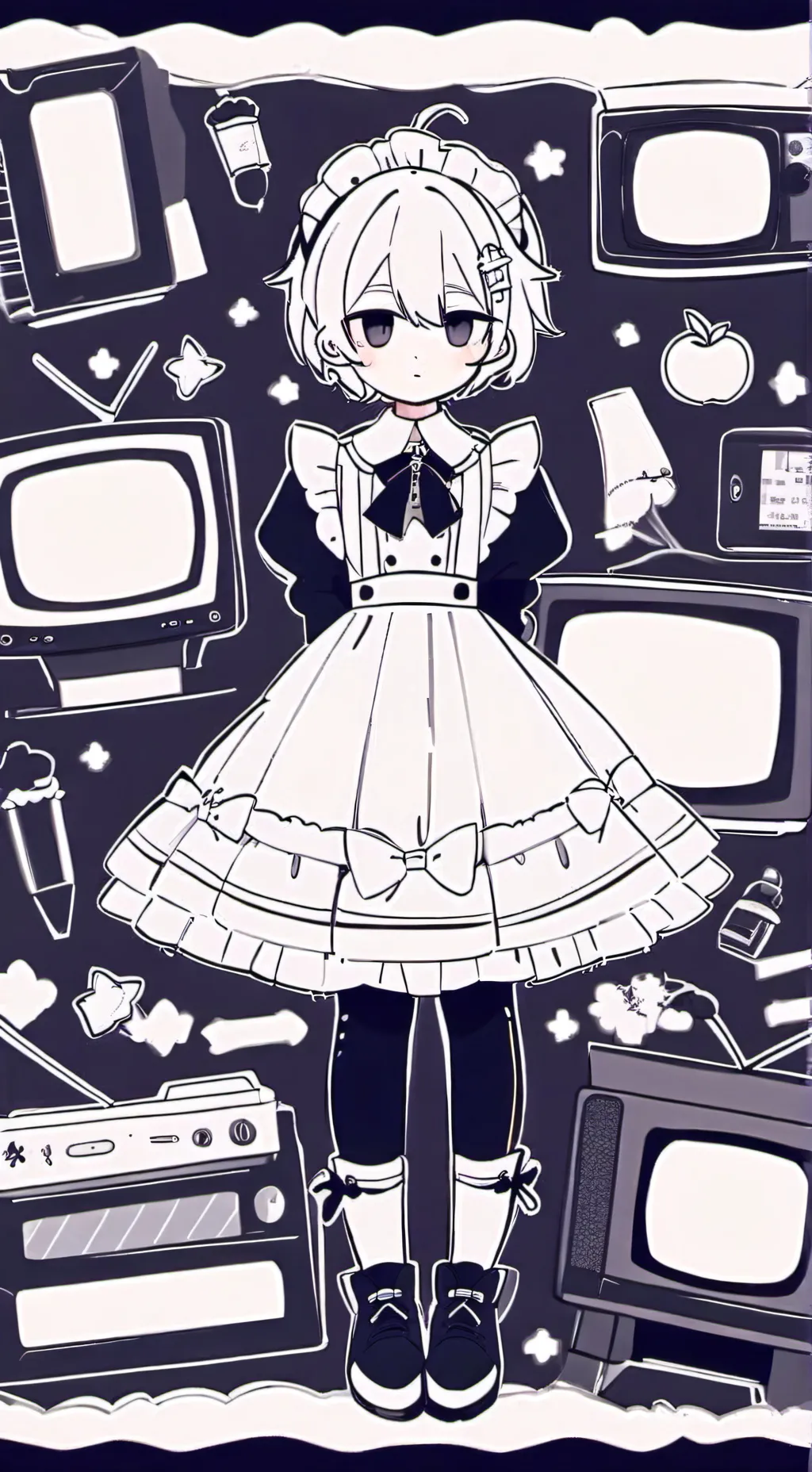 ai character: Tvman plushie maid background