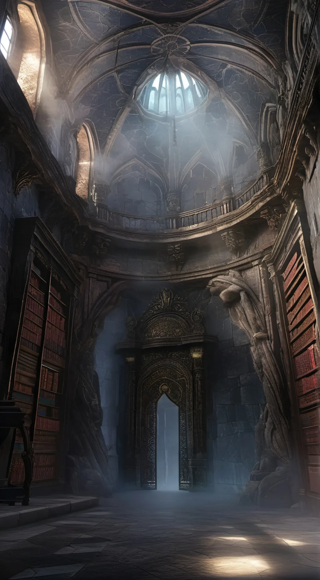 ai character: Forbidden Library  background