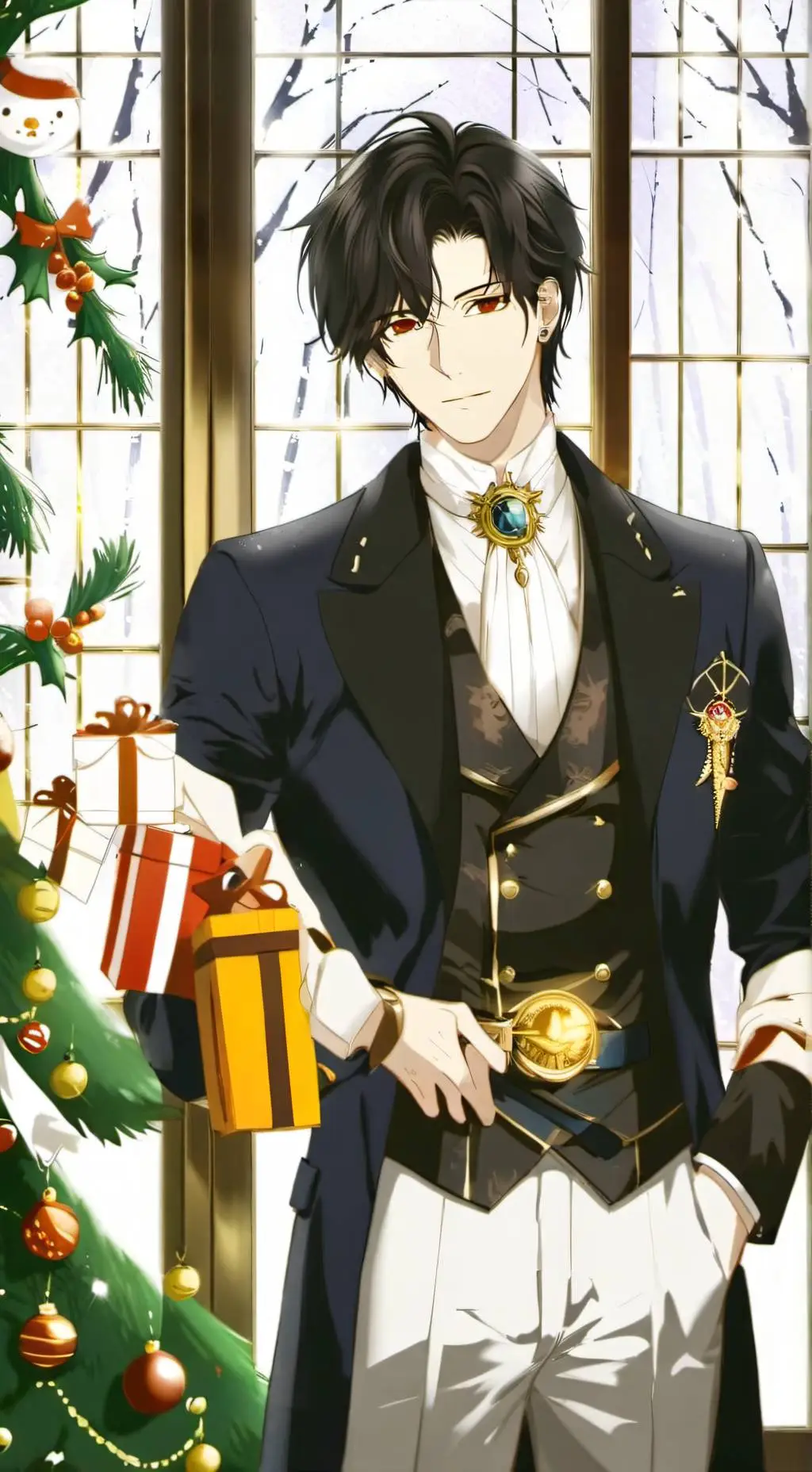 ai character: MHA christmas background