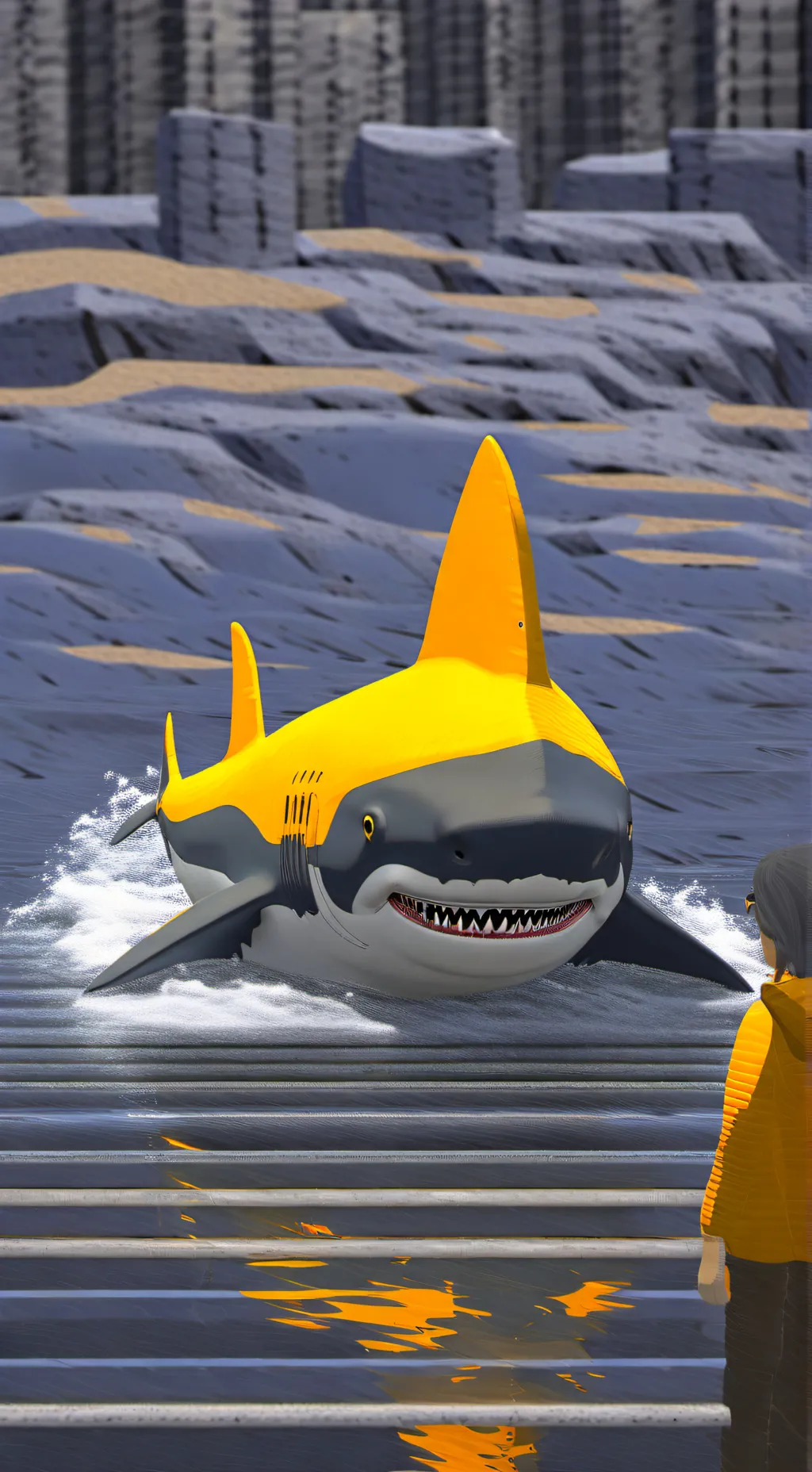 ai character: Furry shark gf background