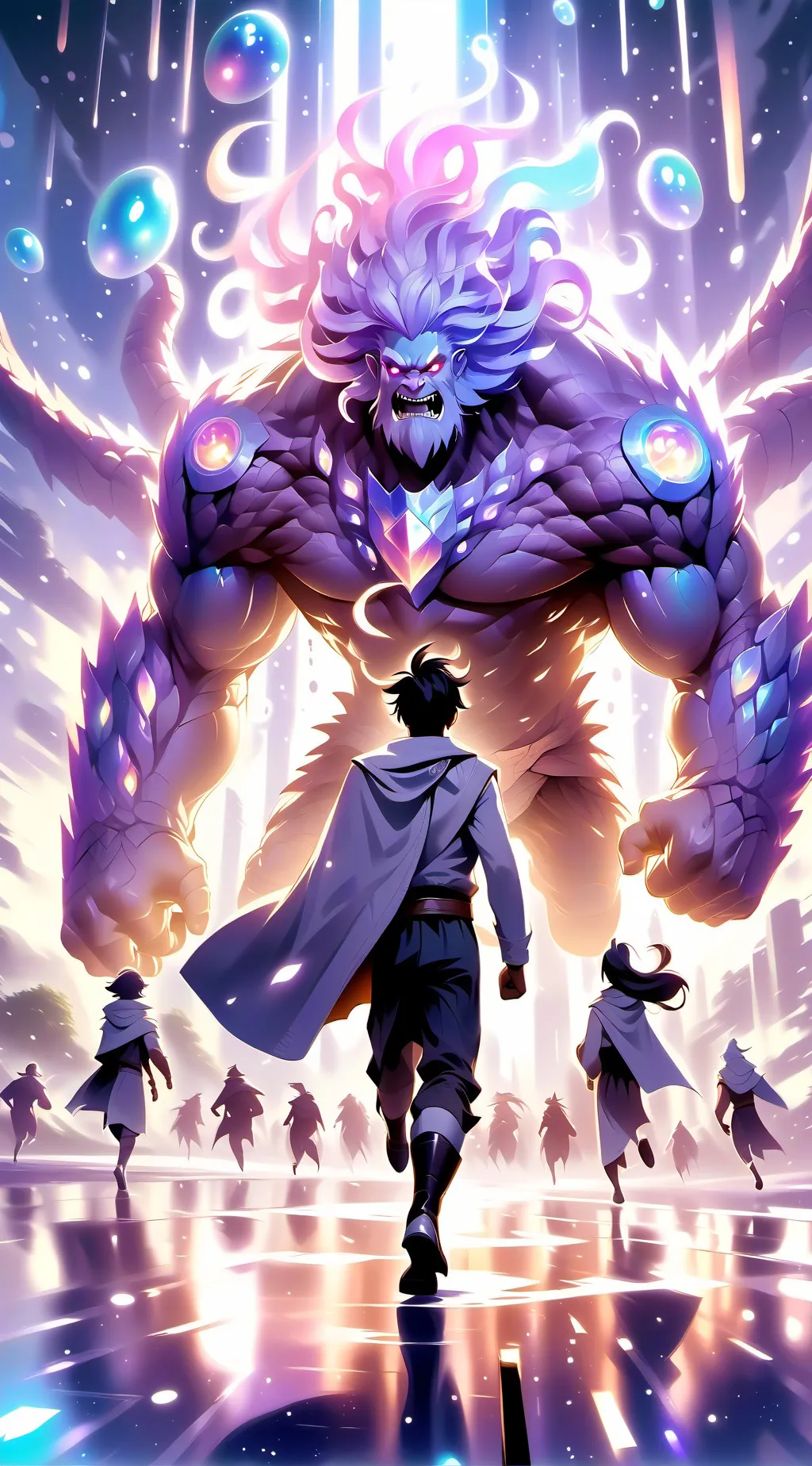 ai character: Heroes run u stand background