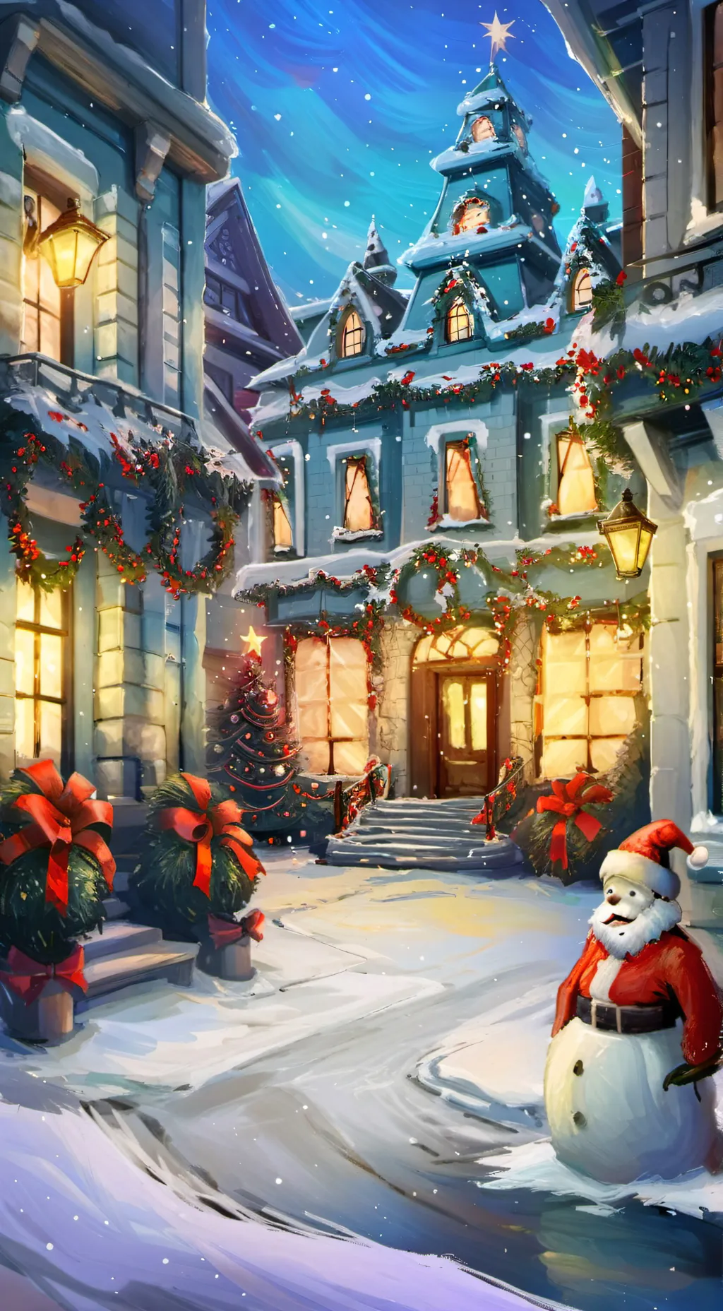 ai character: hh Christmas  background