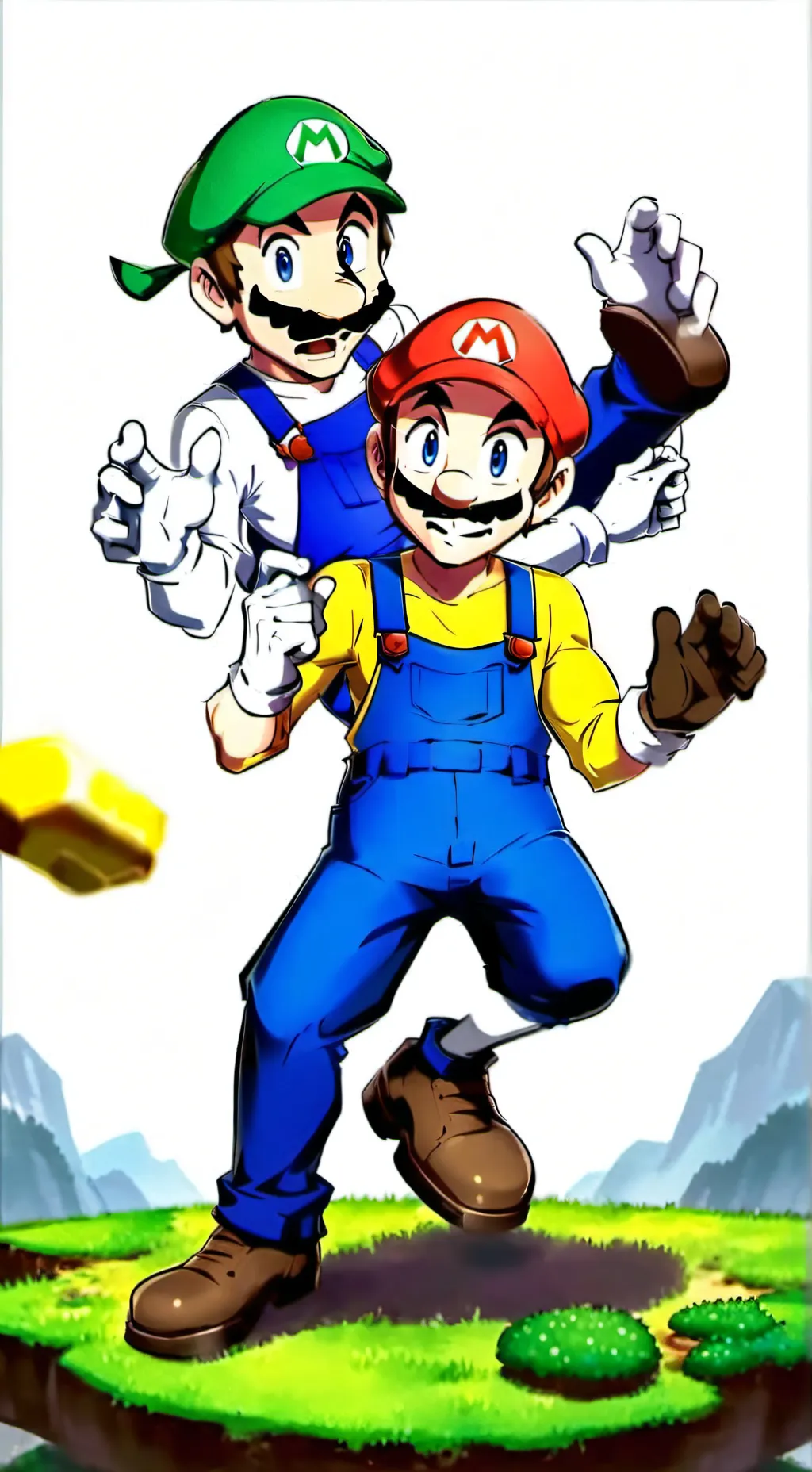 ai character: Luigil and mario background