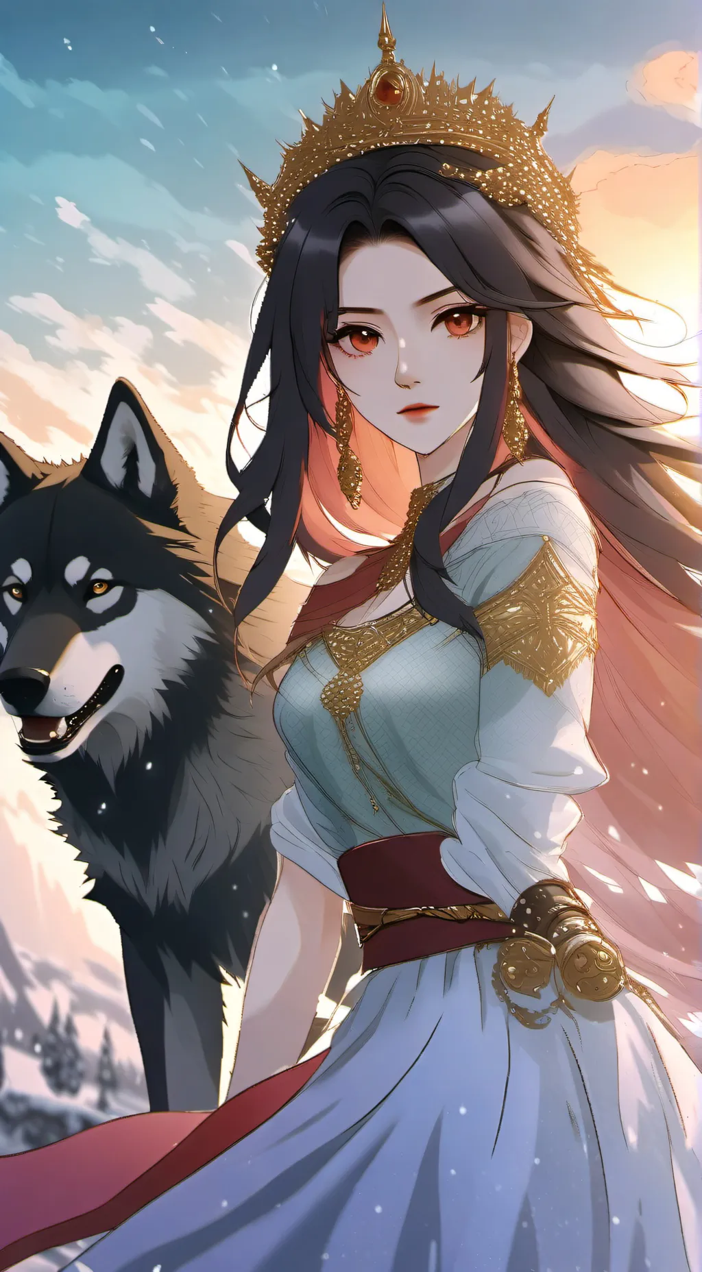 ai character: QUEEN OF WOLF'S  background
