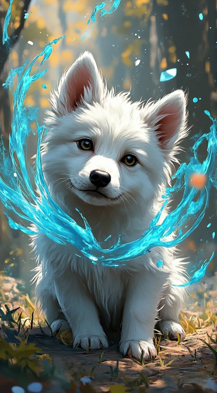 ai character: puppy with powers background