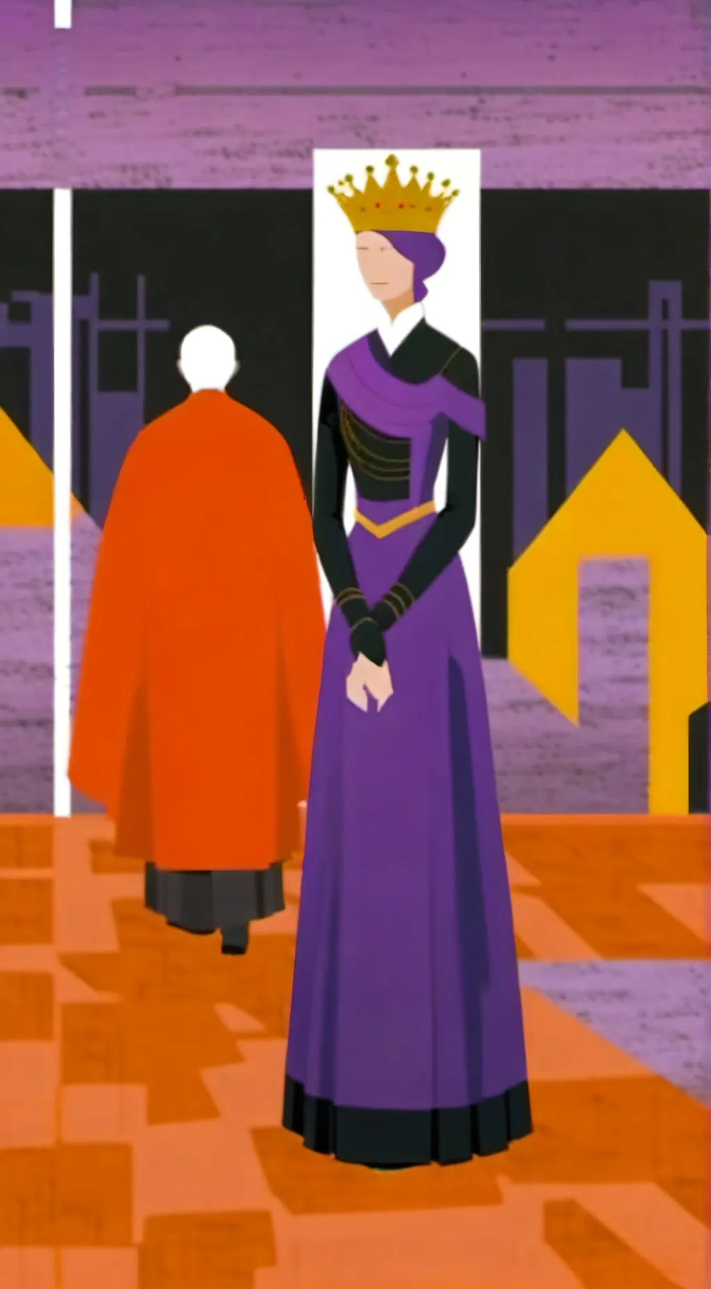 ai character: purple king orange background