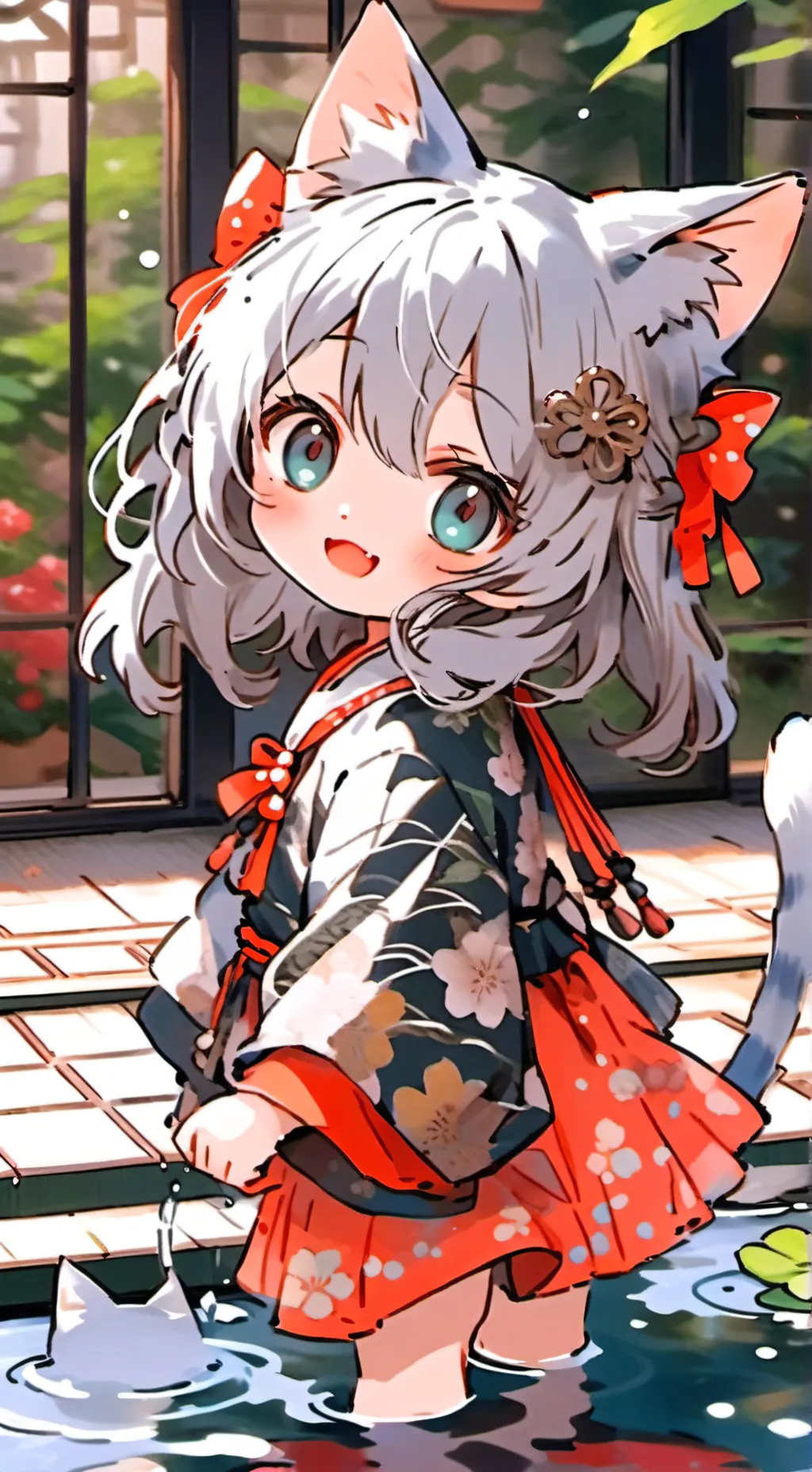 ai character: Silver Spirit Feline background