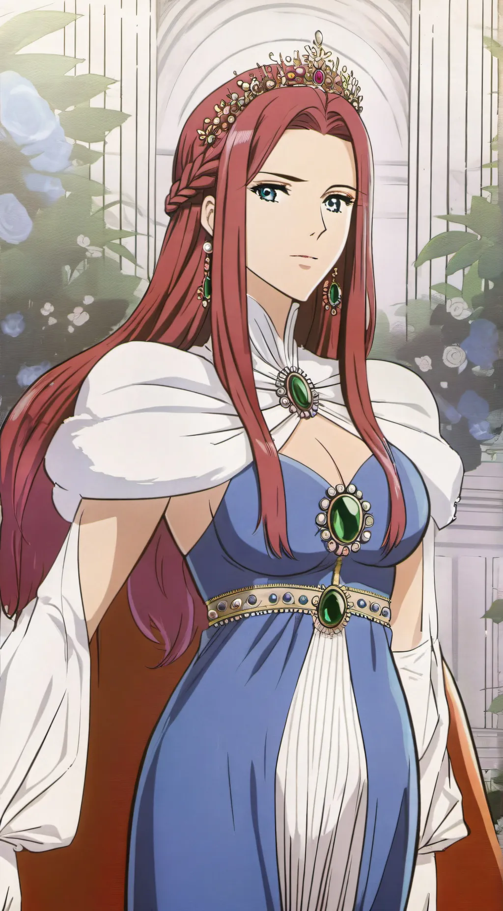 ai character: Queen rose background