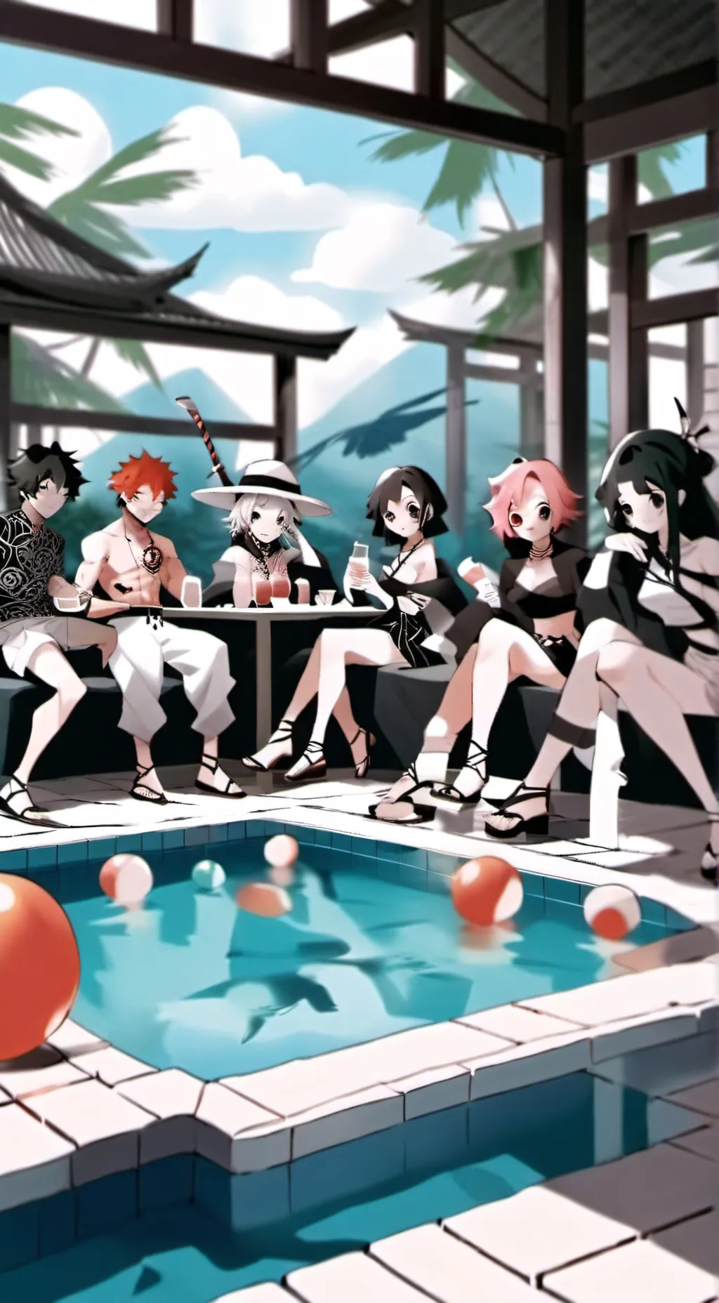 ai character: KNY POOL DAY background