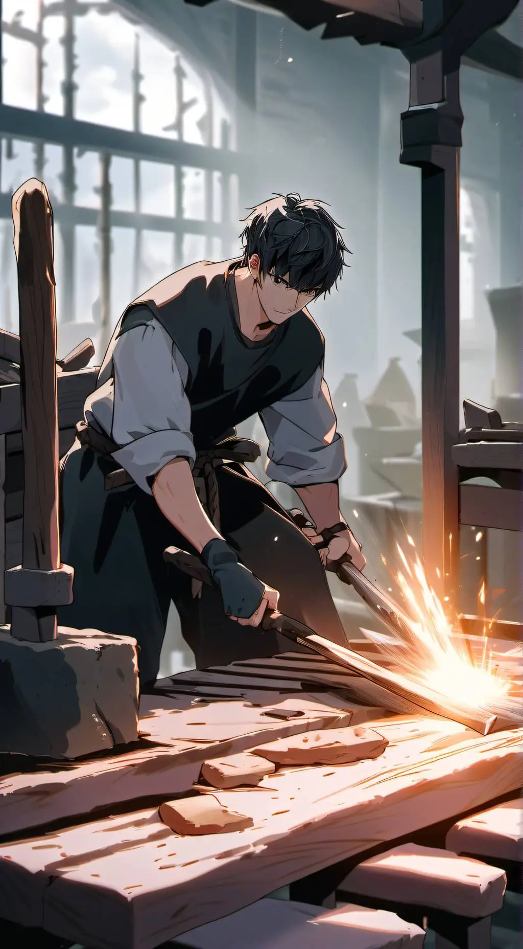 ai character: Master blacksmith  background