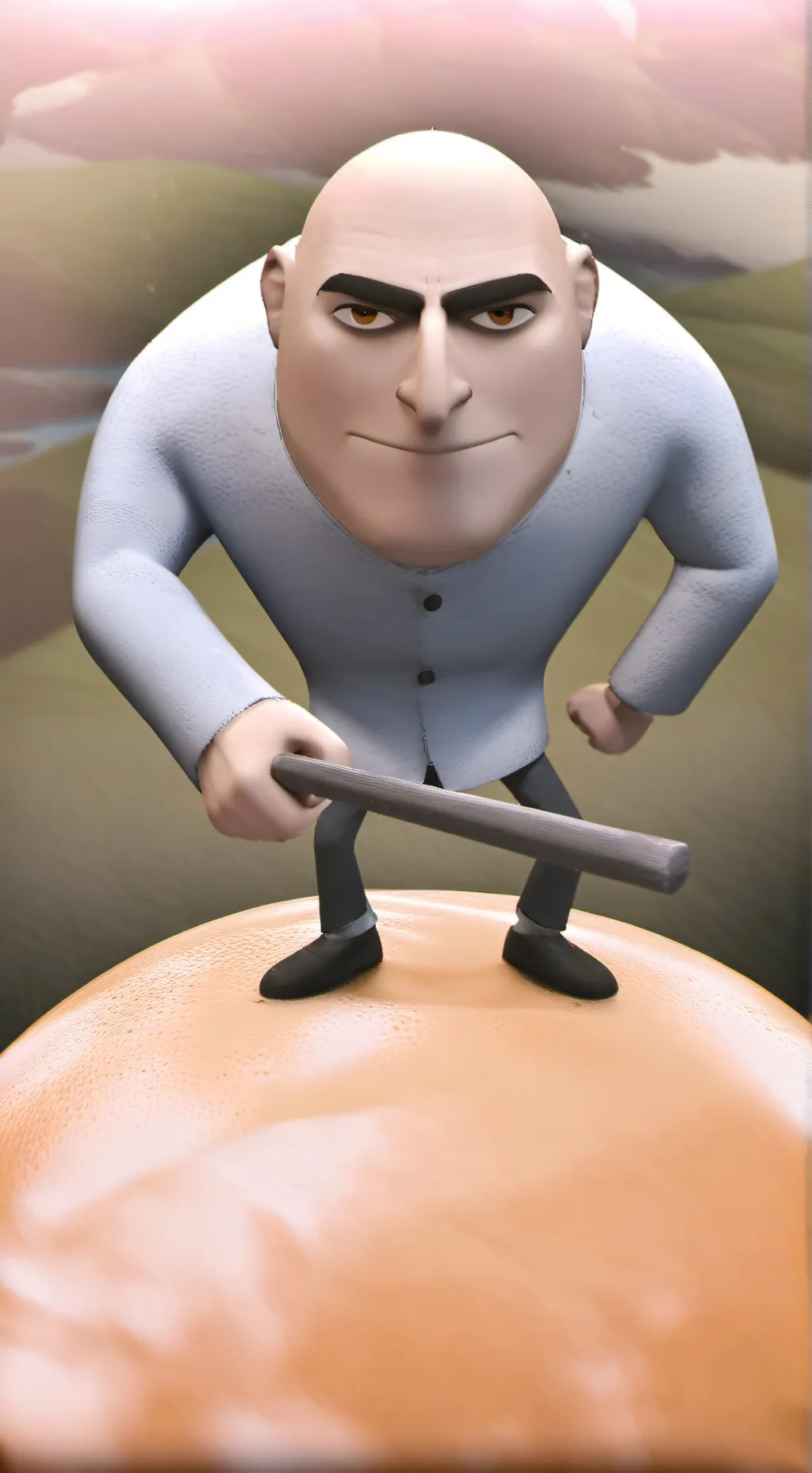 ai character: brainrot  gru background