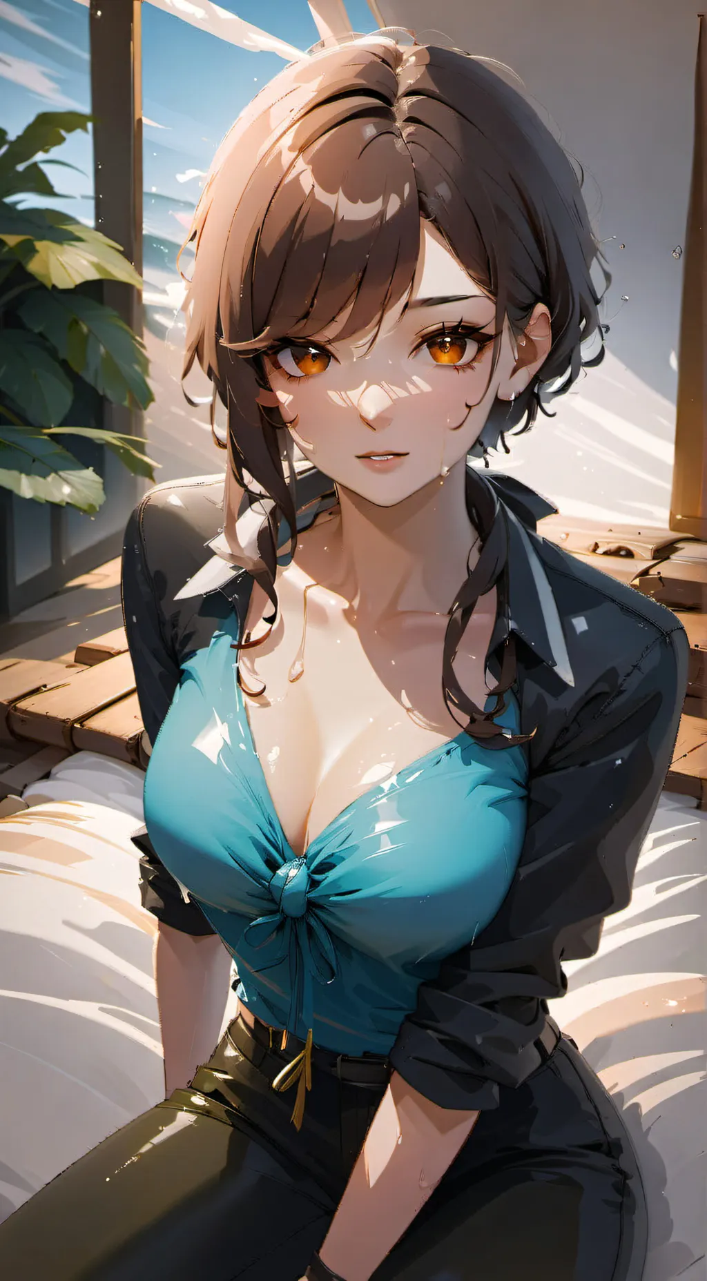 ai character: wet girl background