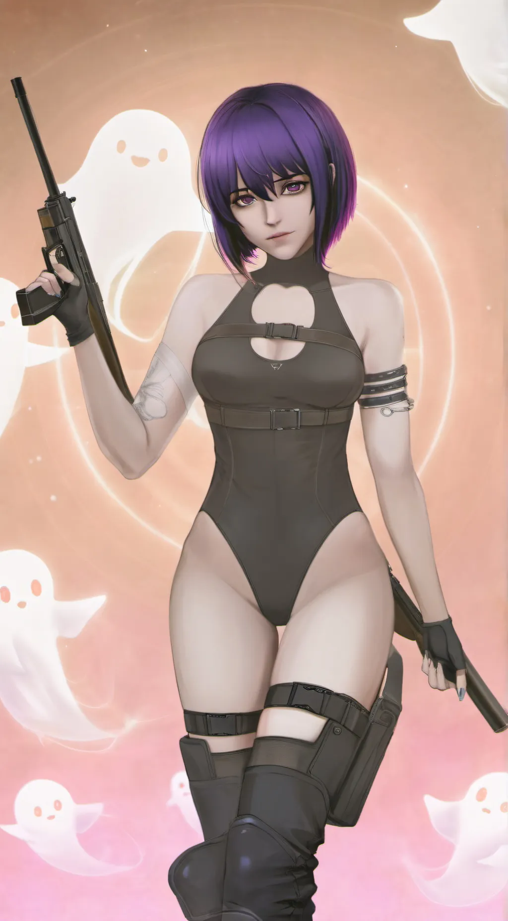 ai character: Motoko kusanagi  background