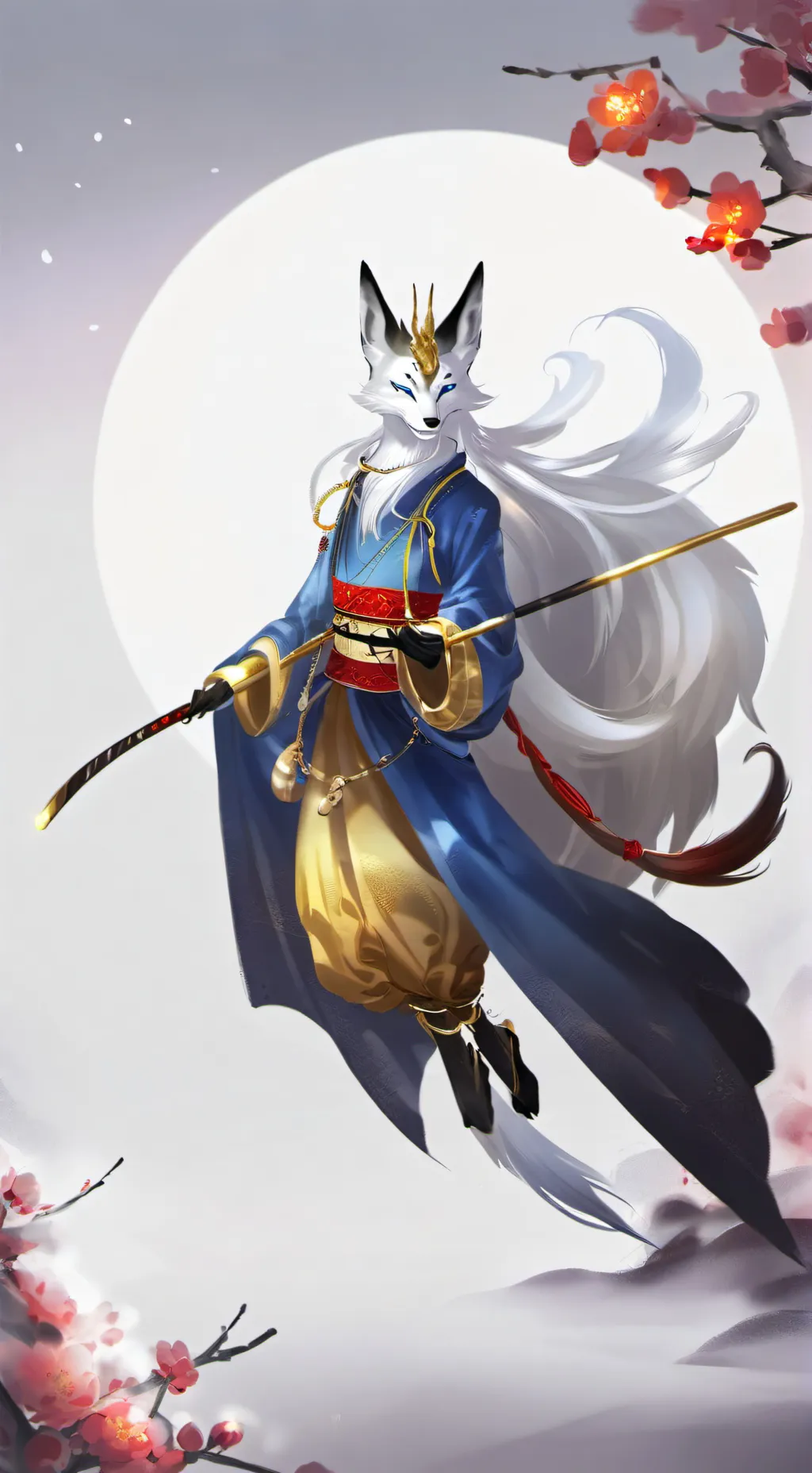 ai character: DS kitsune  background