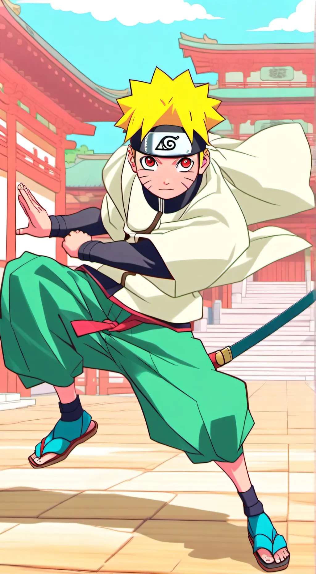 ai character: Naruto vs Sukuna background