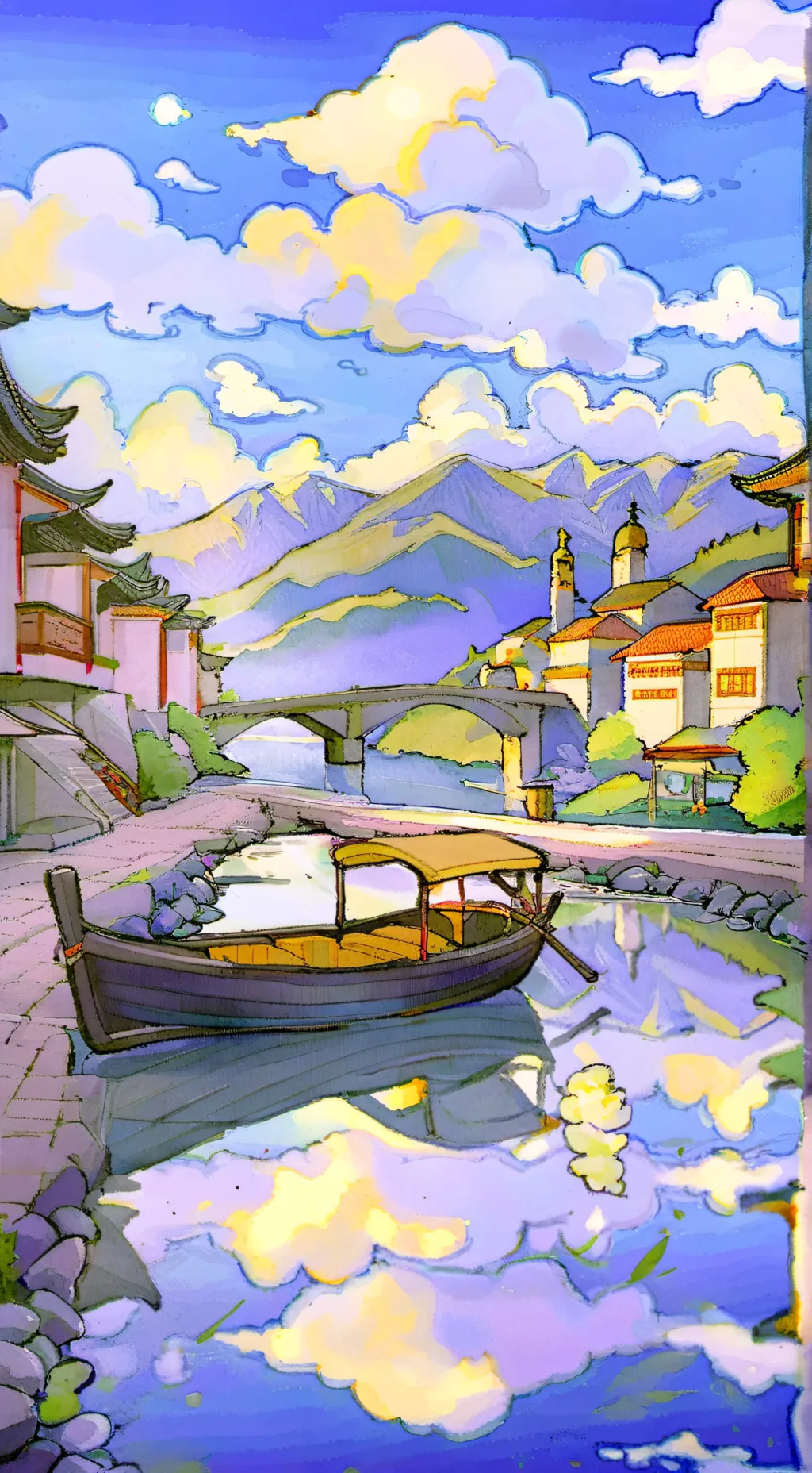 ai character: macaron background