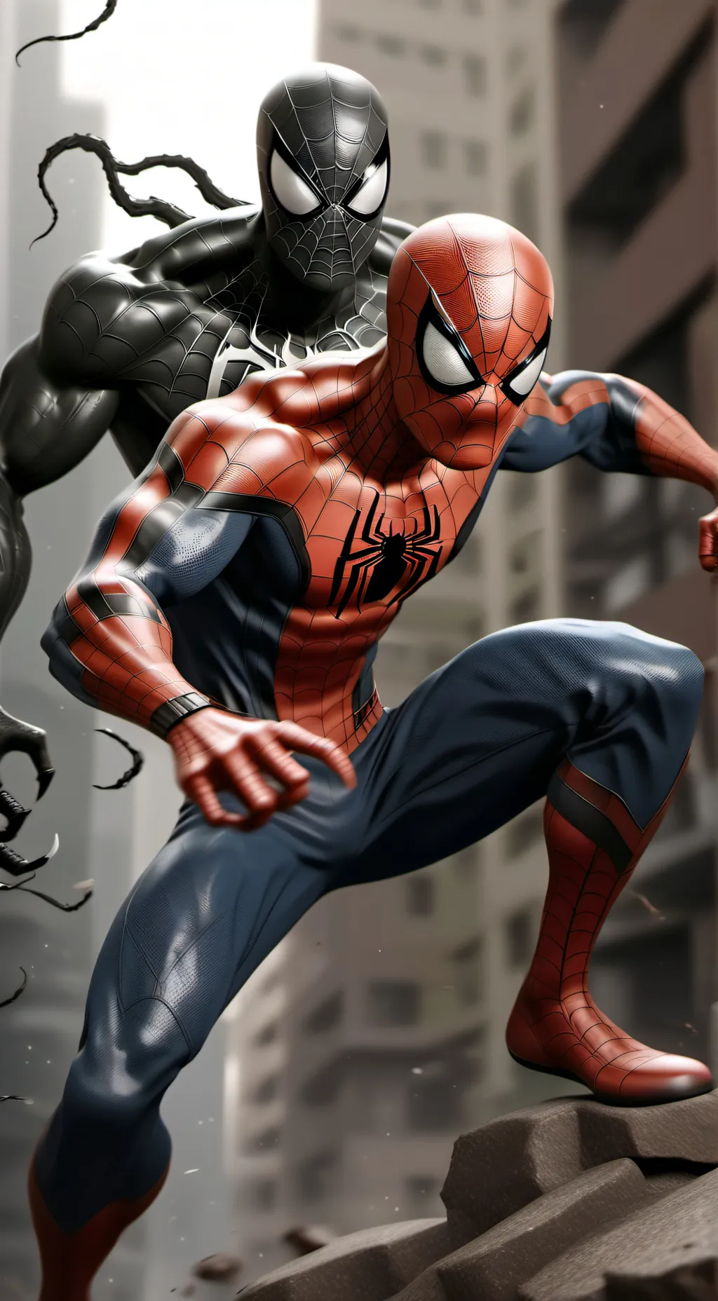 ai character: Spiderman vs Venom background