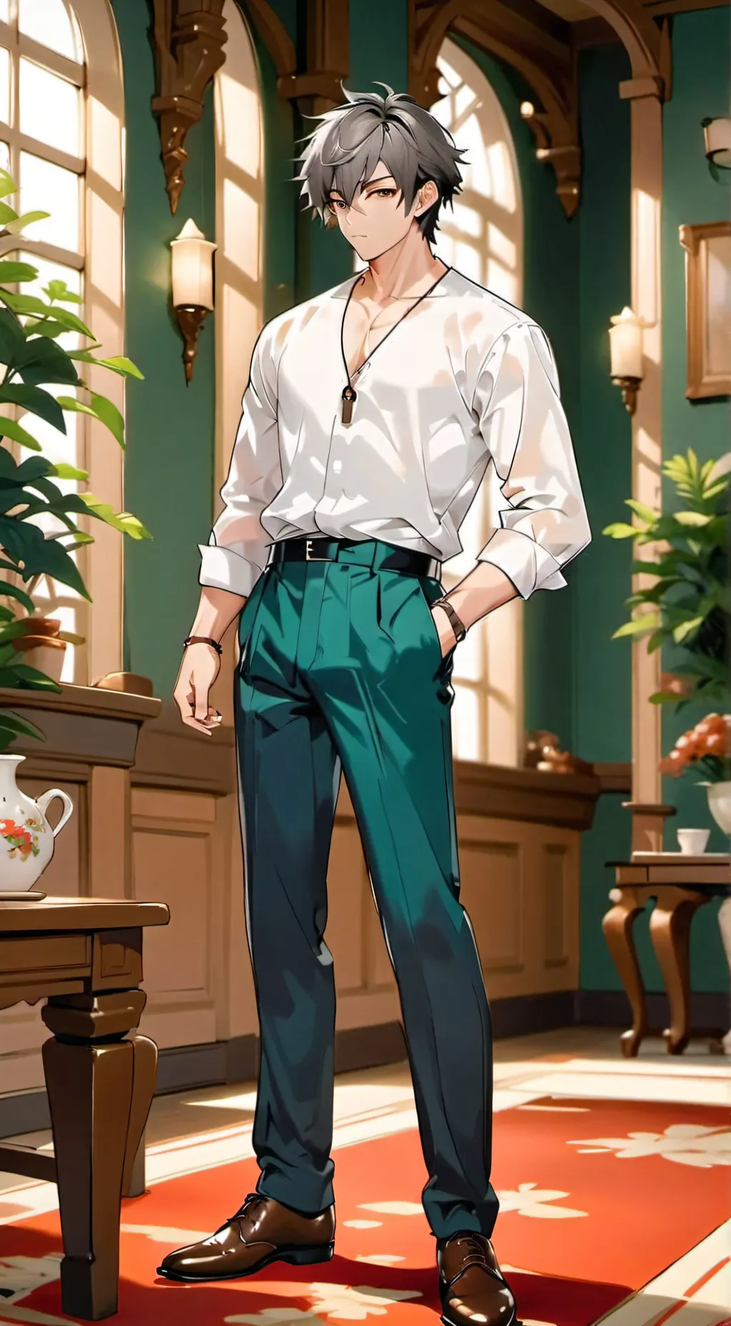 ai character: hombre gay  background