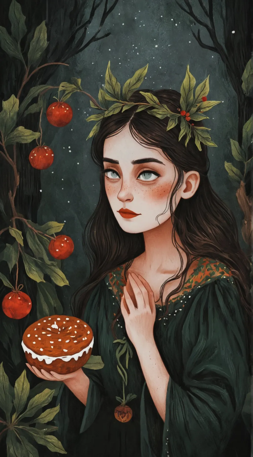 ai character: wenda Christmas  background