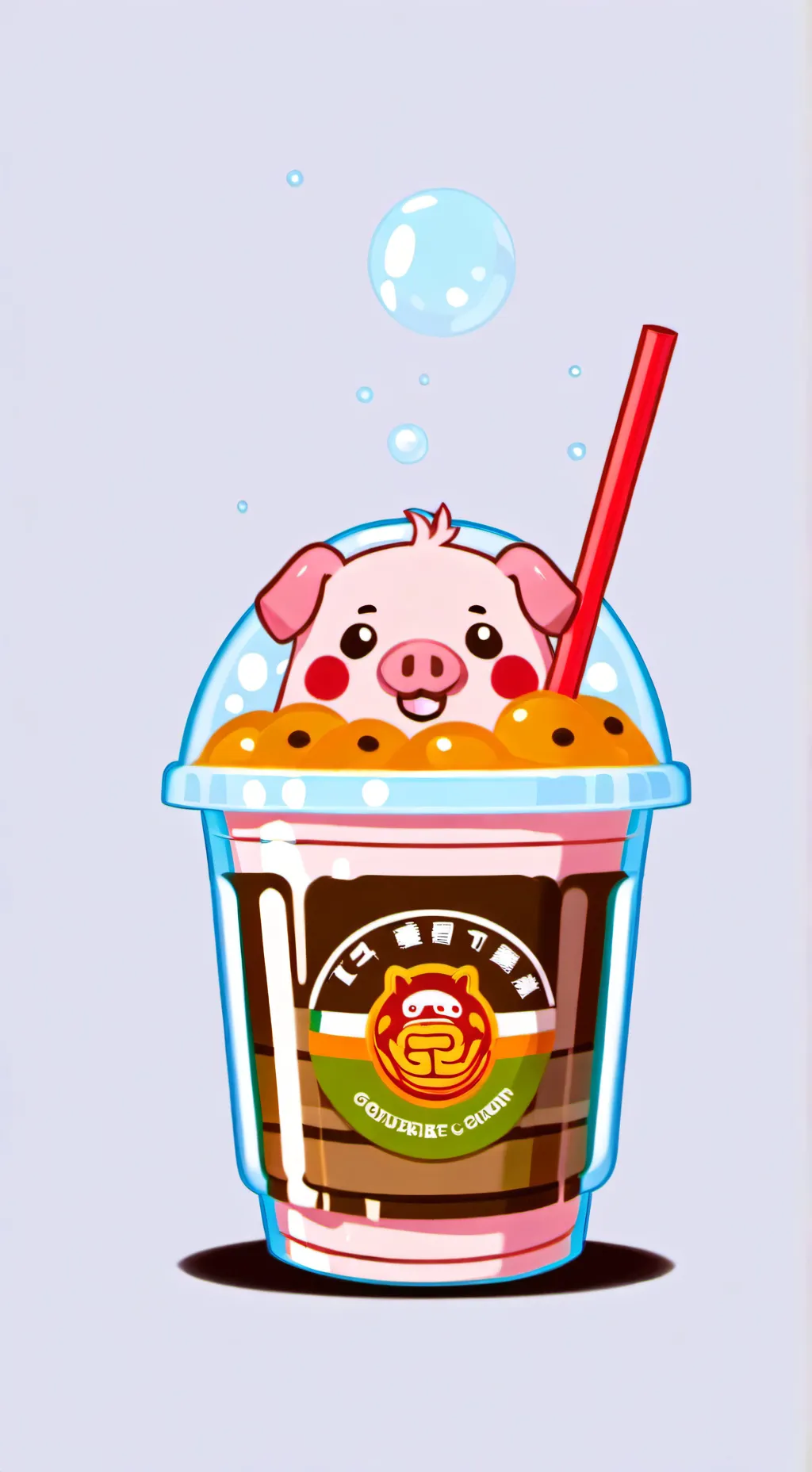 ai character: Bubble tea pig background