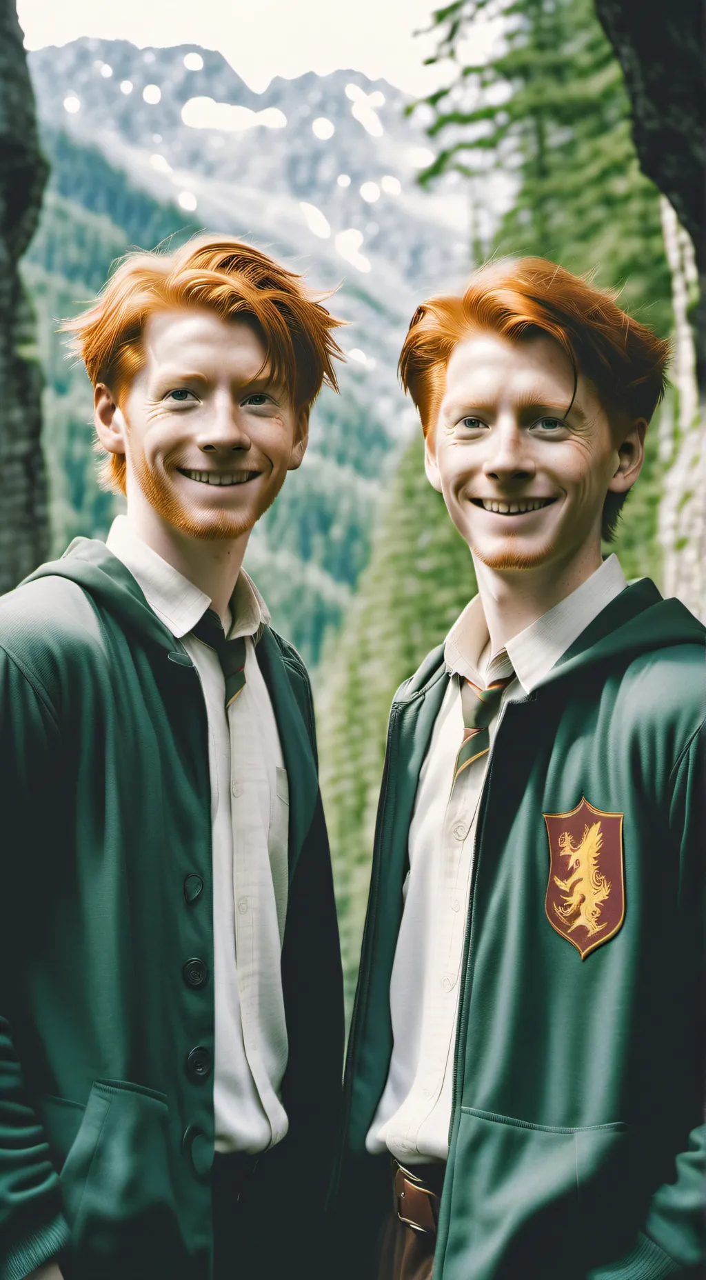 ai character: Fred & George  background