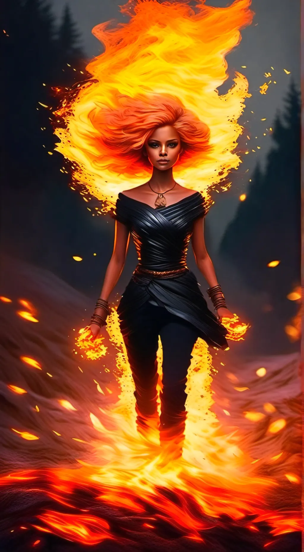 ai character: firegirl background