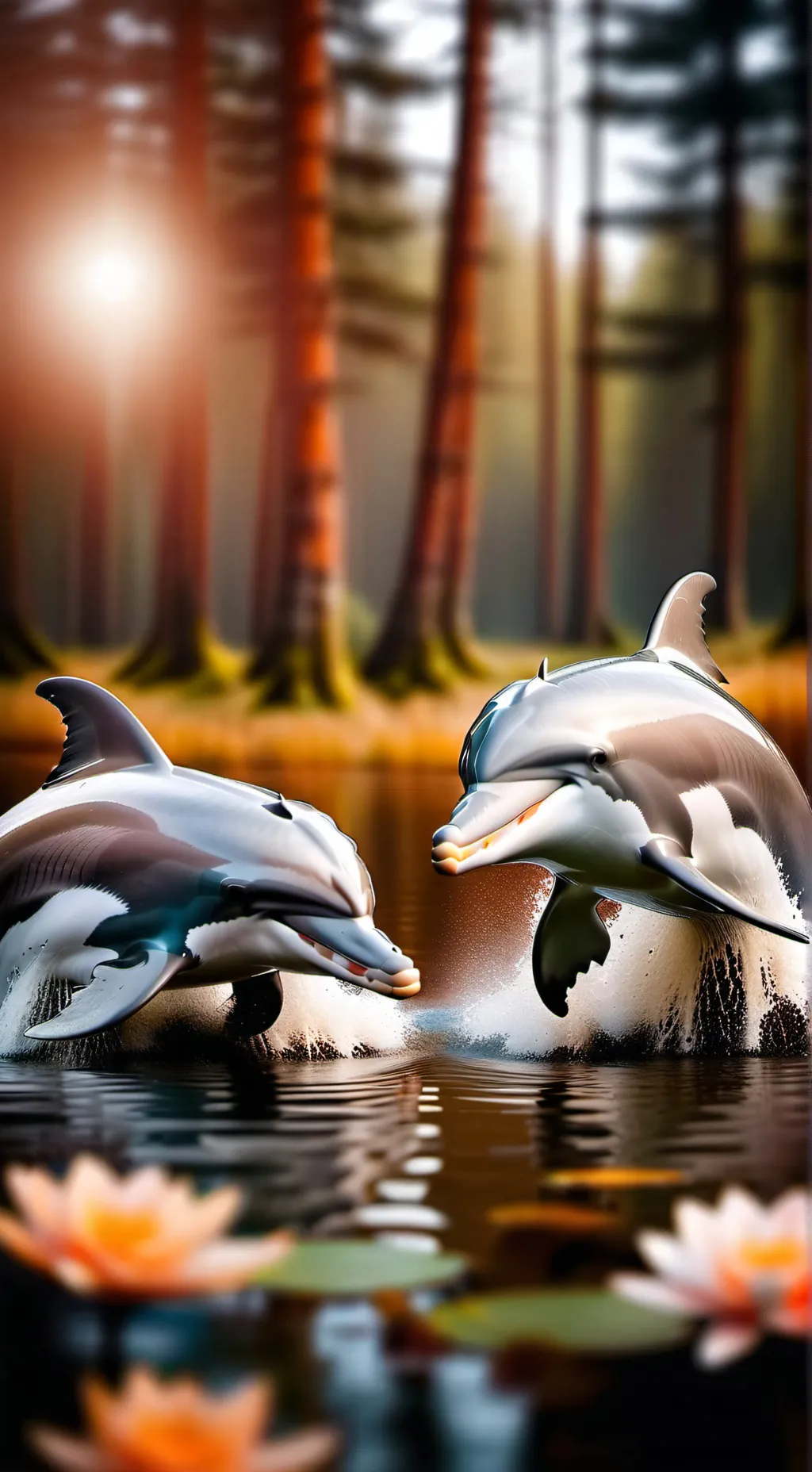 ai character: The enchanted lake background