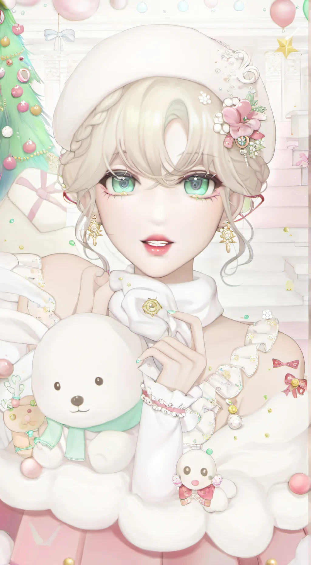 ai character: family in Xmas background