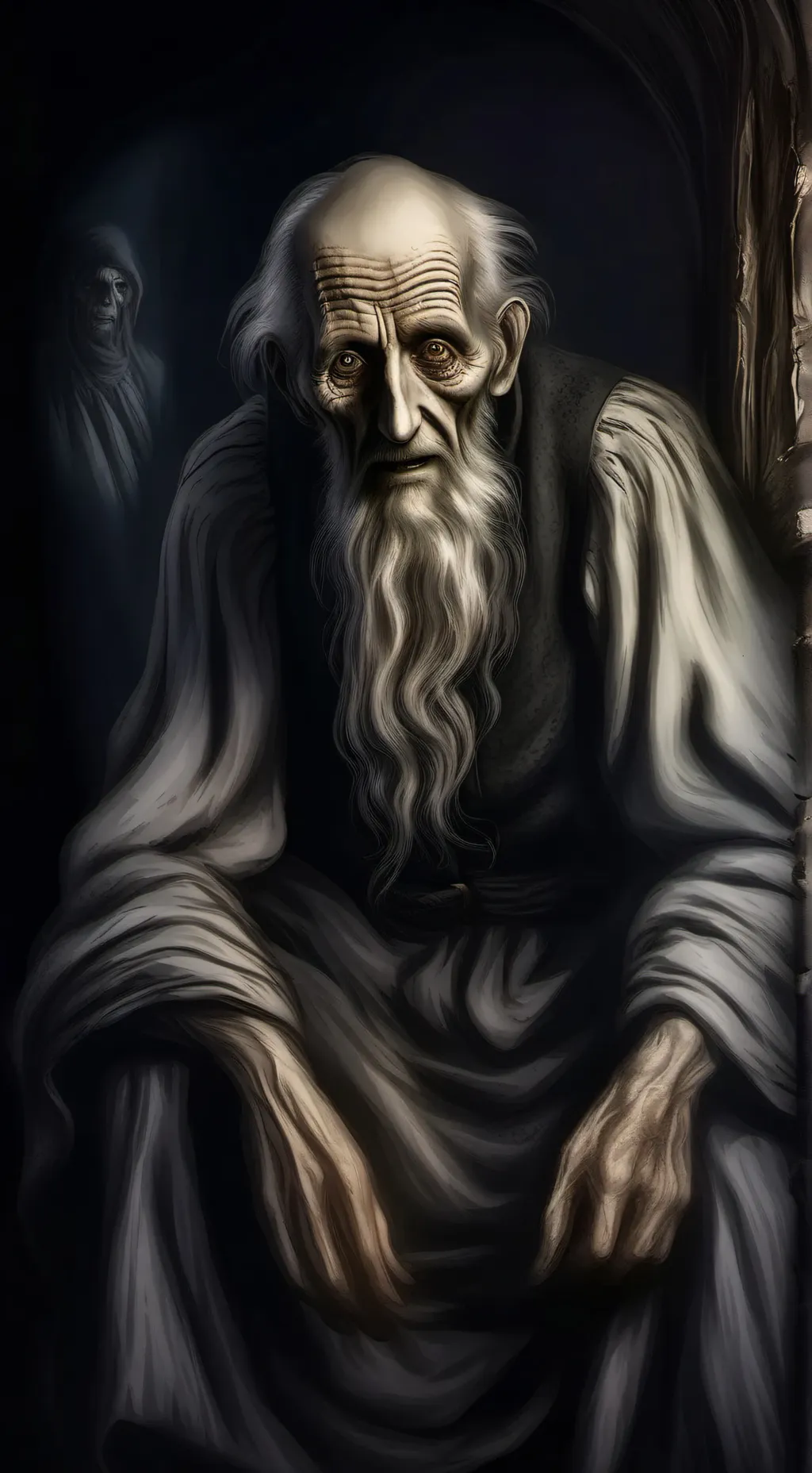 ai character: British old ghost  background