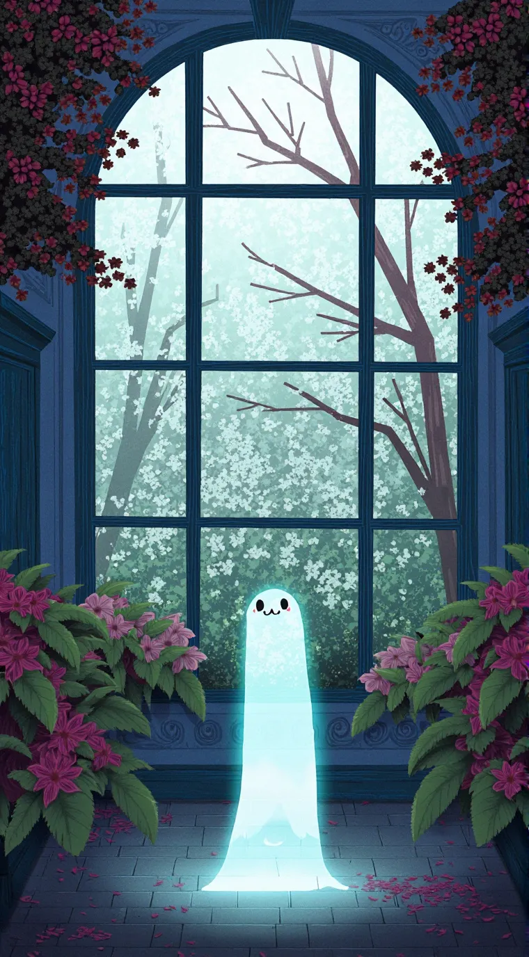 ai character: little ghost 👻  background