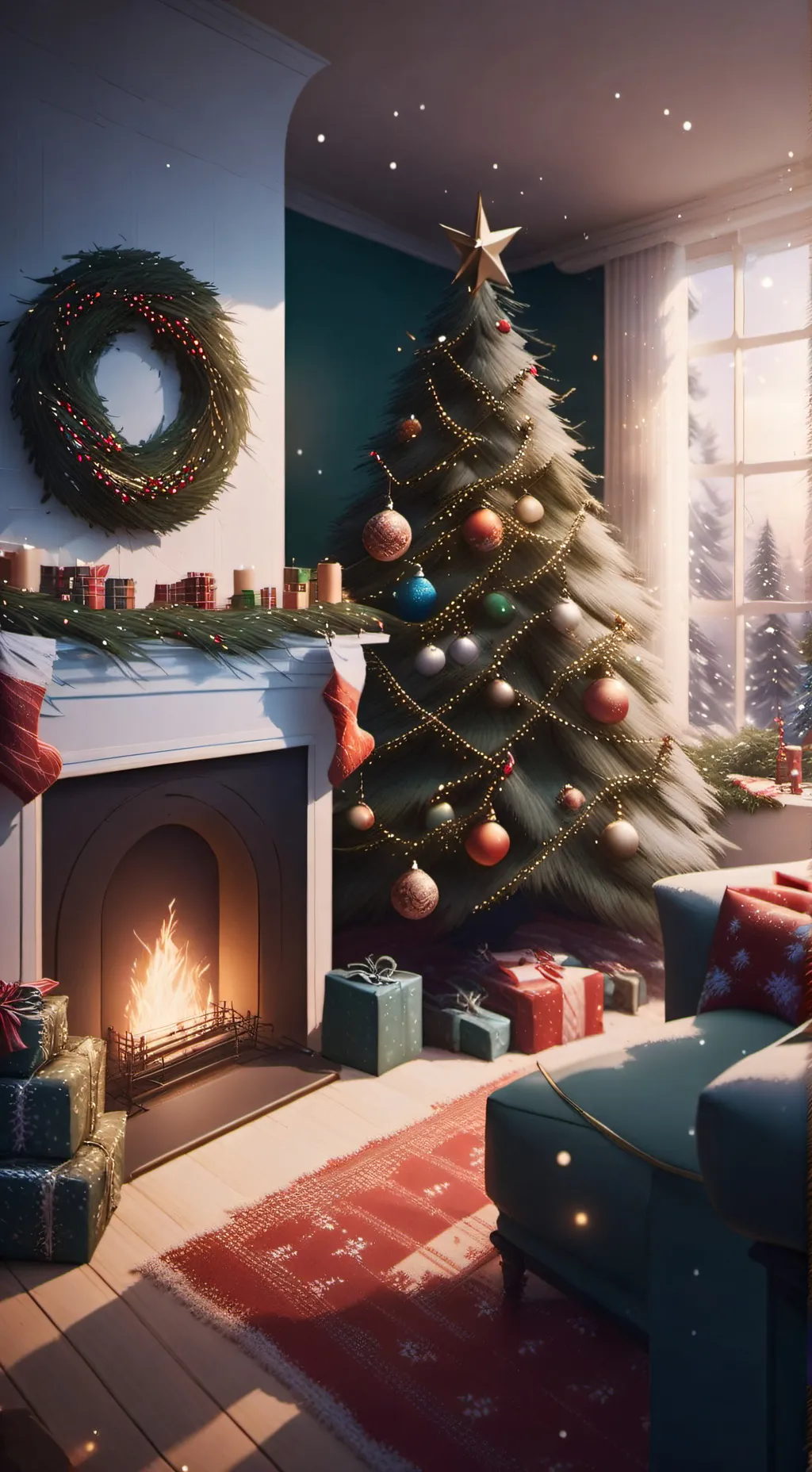 ai character: mha Christmas  background