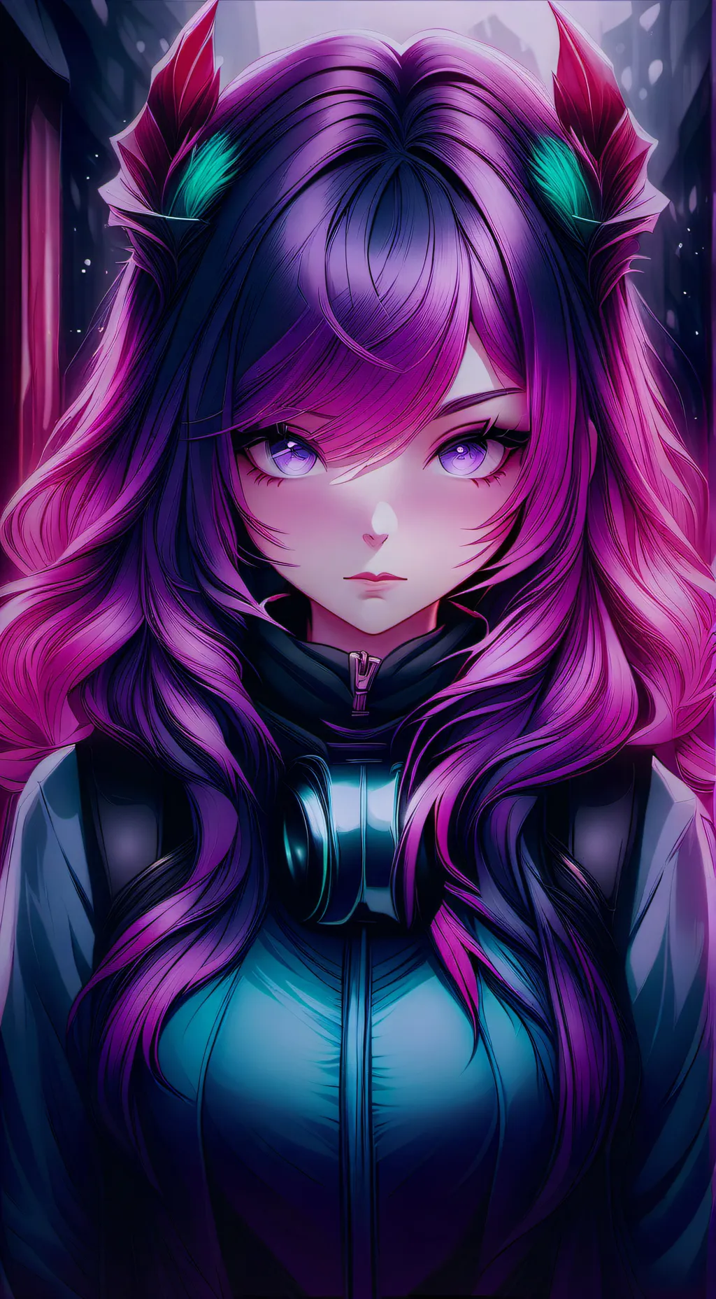 ai character: Kaitlyn cyber cat background