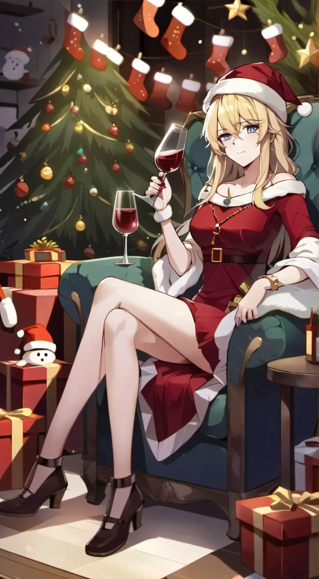 ai character: Mrs. Claus  background