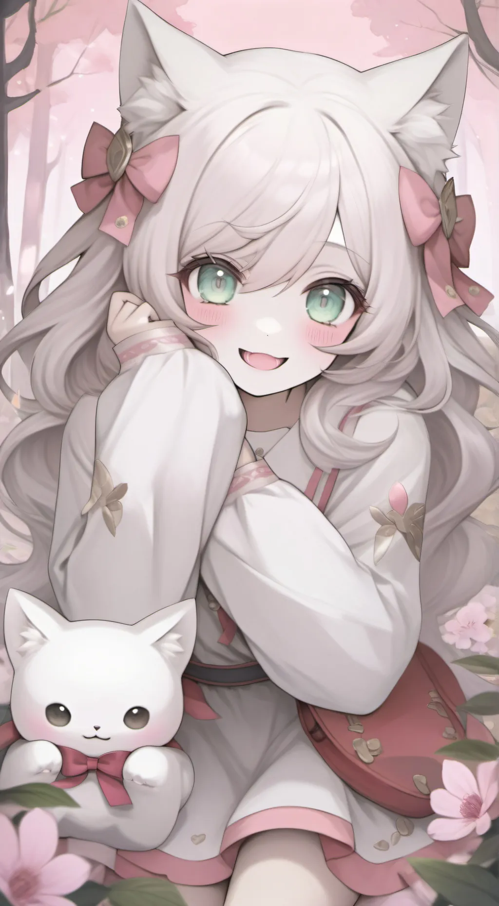 ai character: giant catgirl background