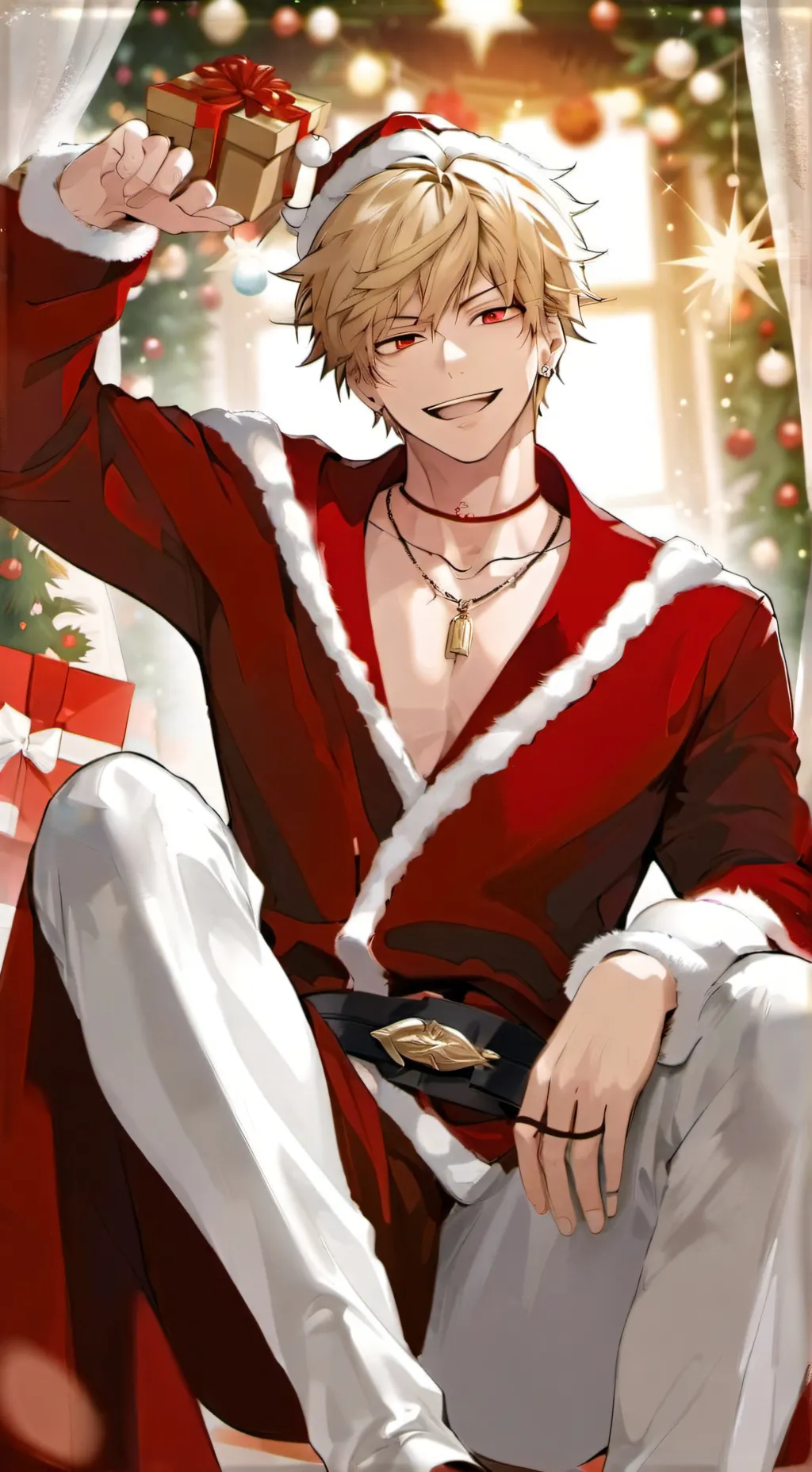 ai character: Bakugo Christmas background