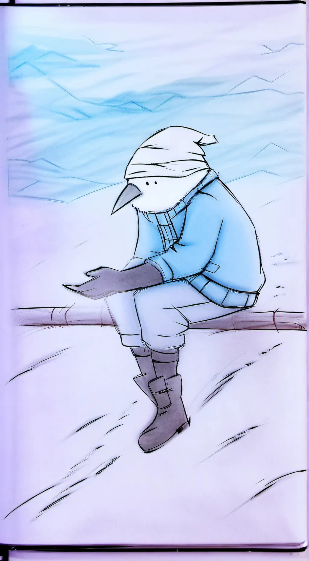 ai character: sad bird background
