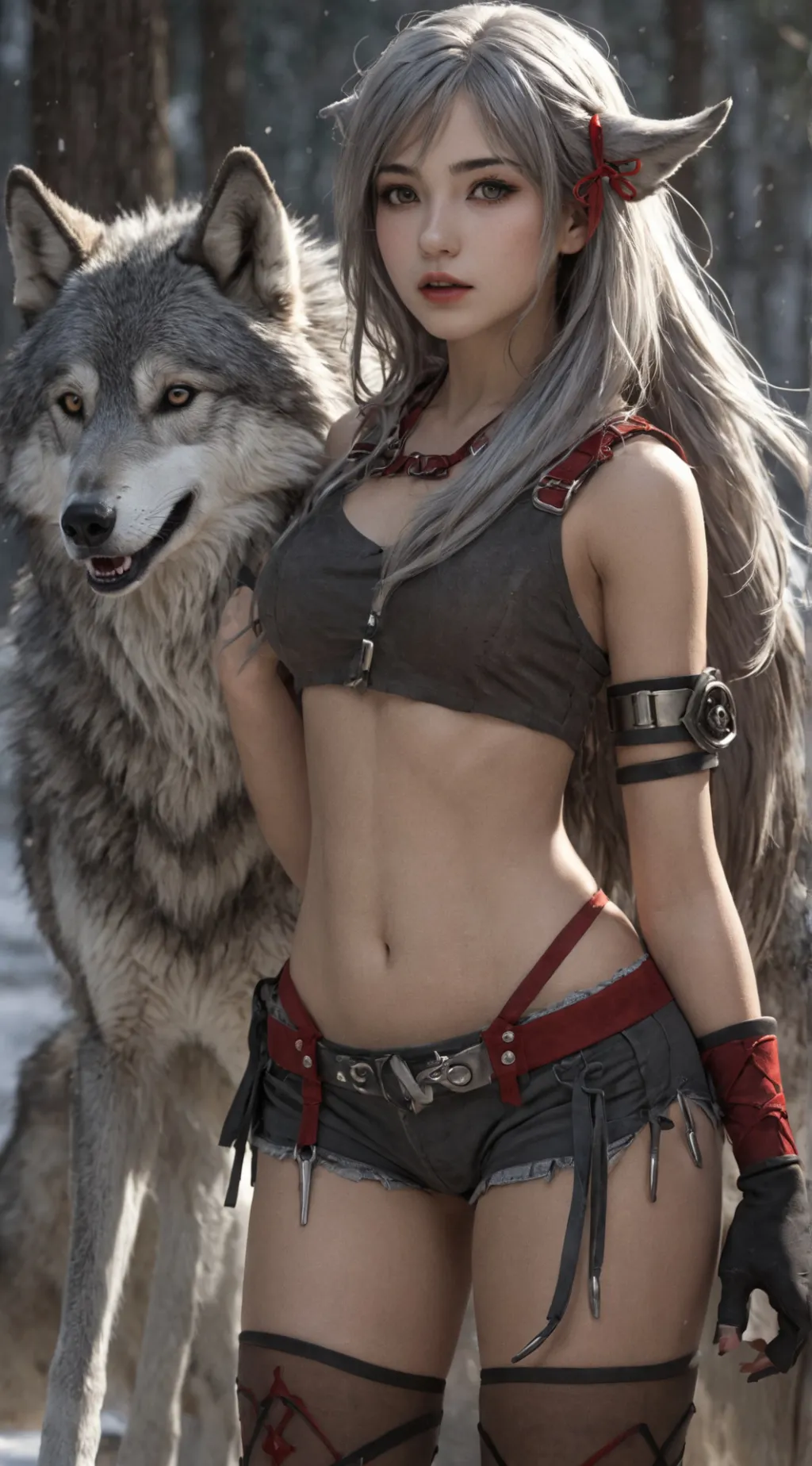 ai character: wolf girl  background
