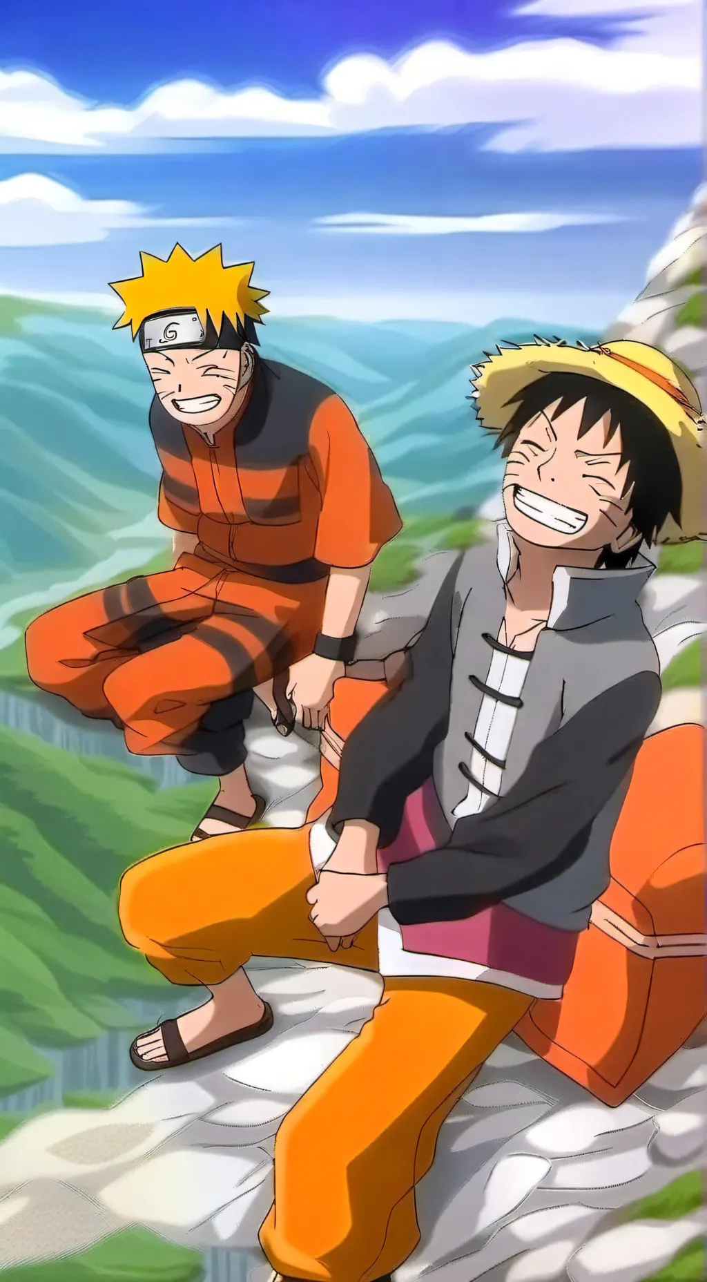 ai character: One Piece X Naruto background