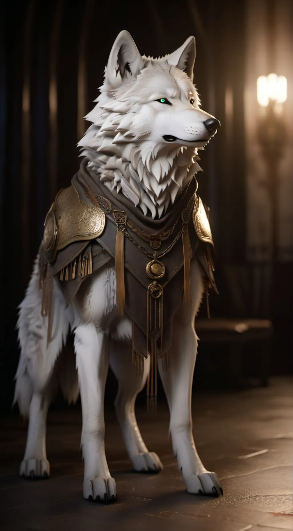 ai character: shape shifter wolf background