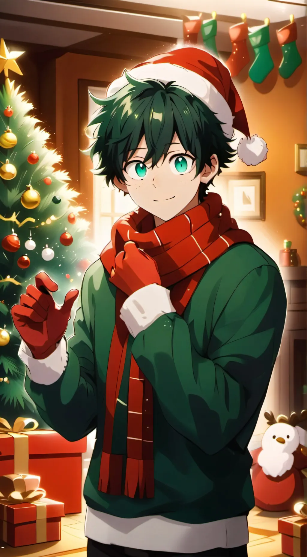 ai character: Midoriya-Christmas background
